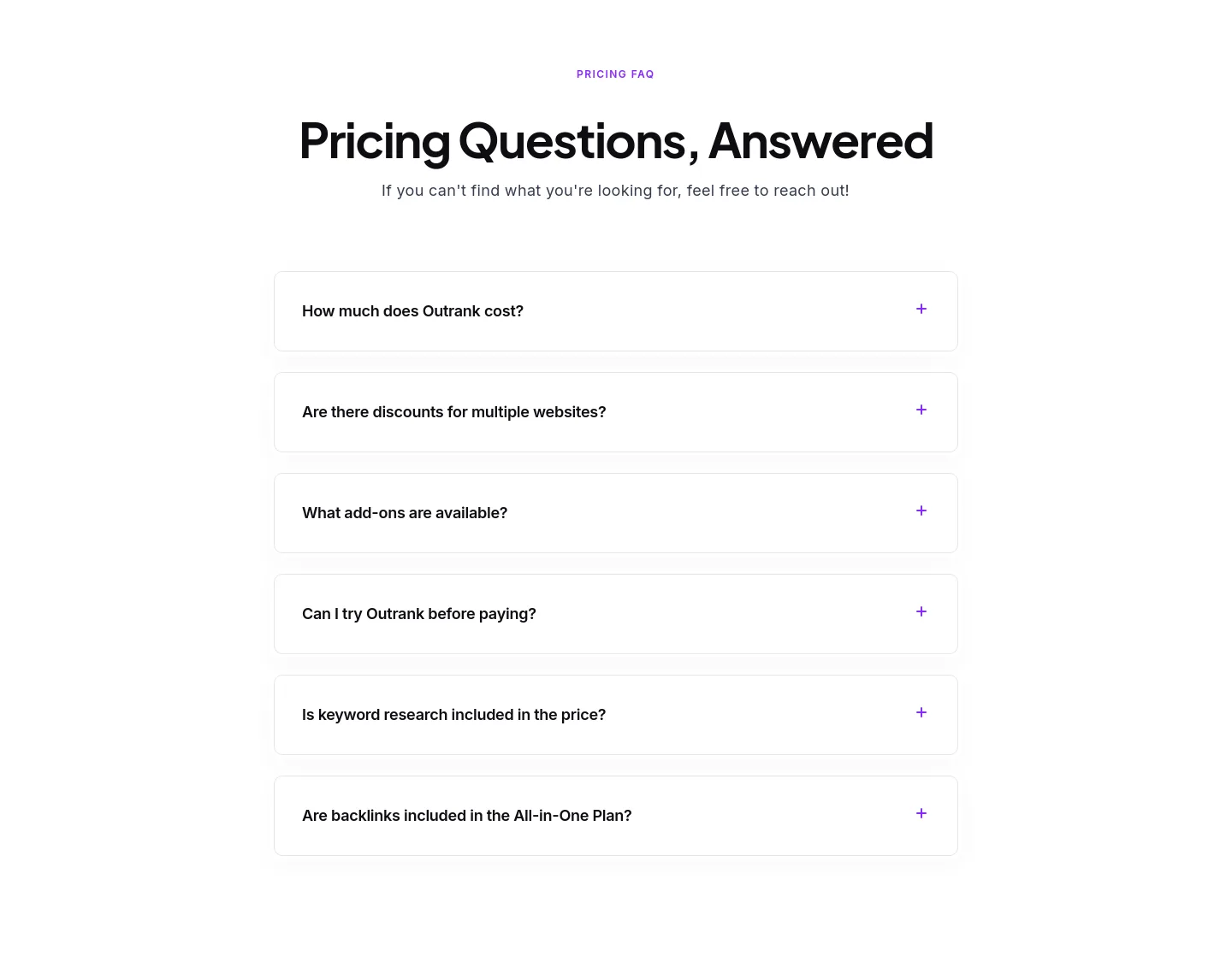 outrank.so — a real FAQ section