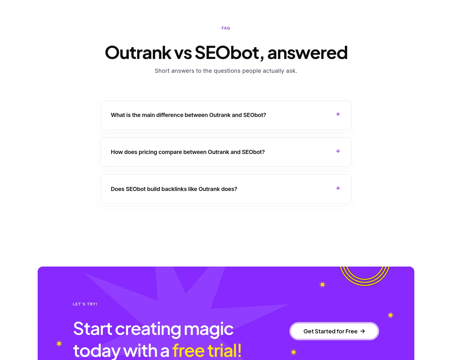 outrank.so FAQ section