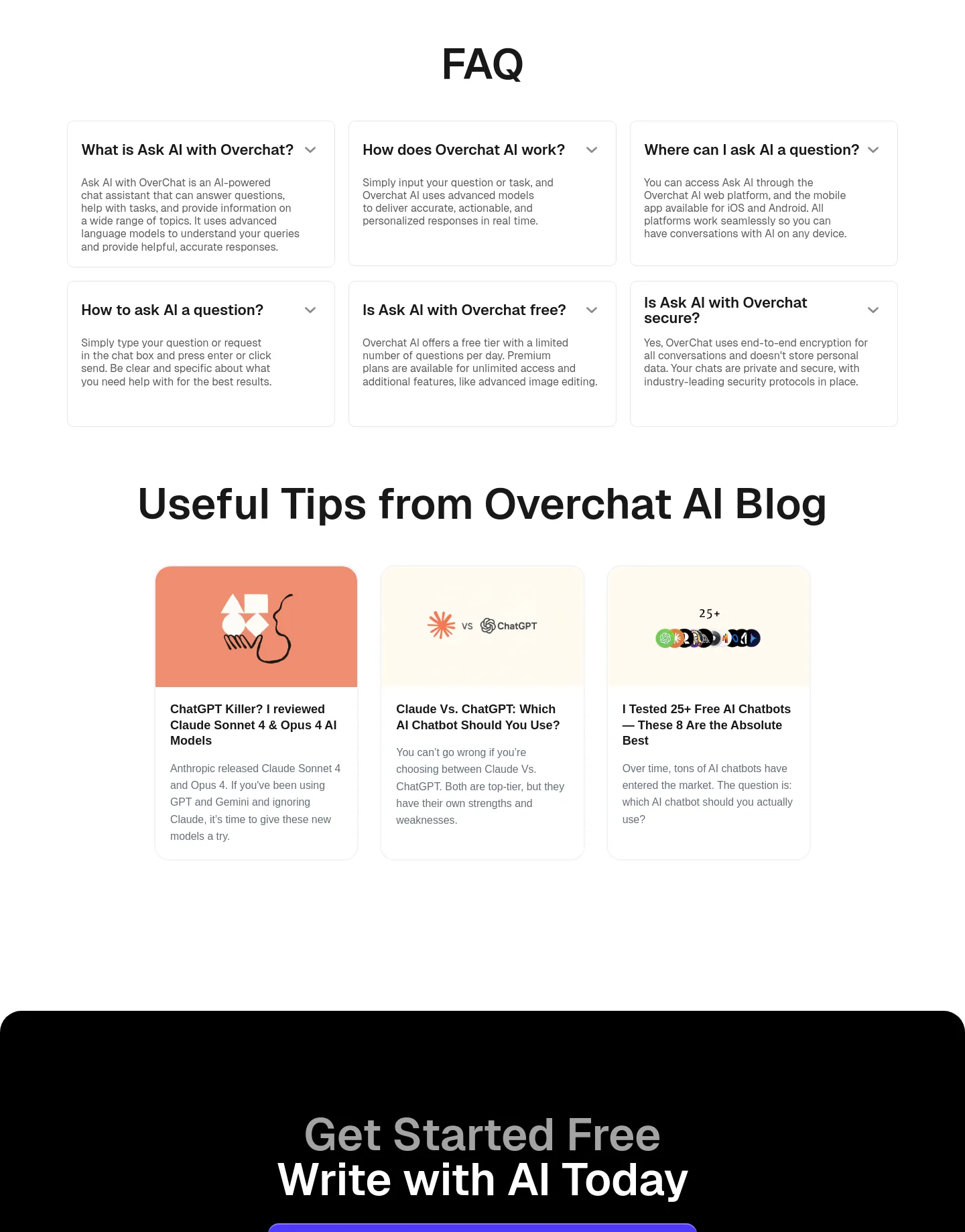 overchat.ai FAQ section