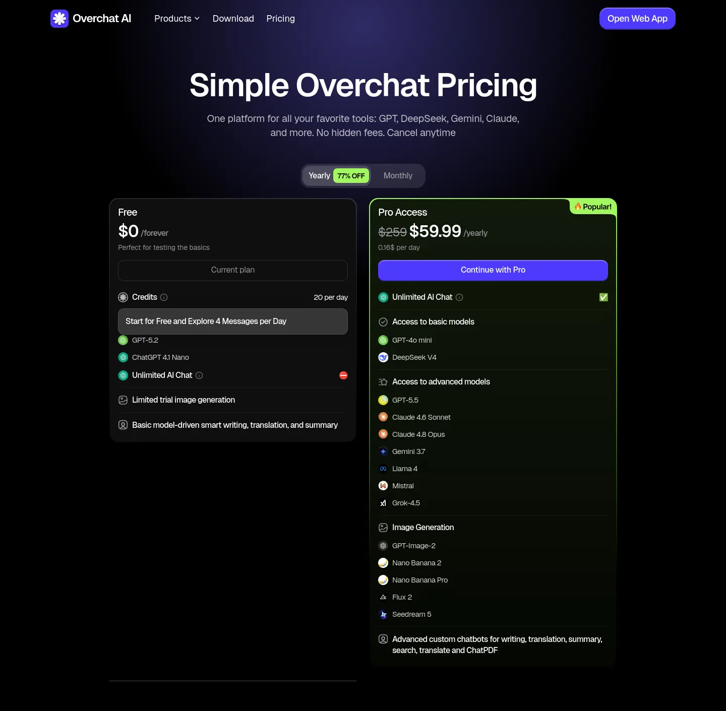 overchat.ai Hero section