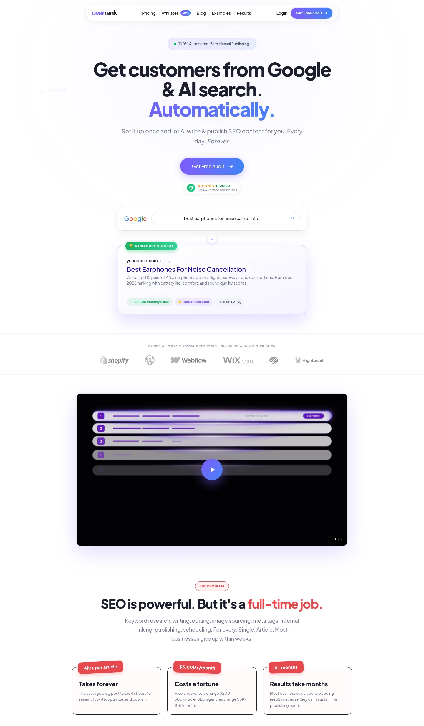 overrank.ai — a measured funnel