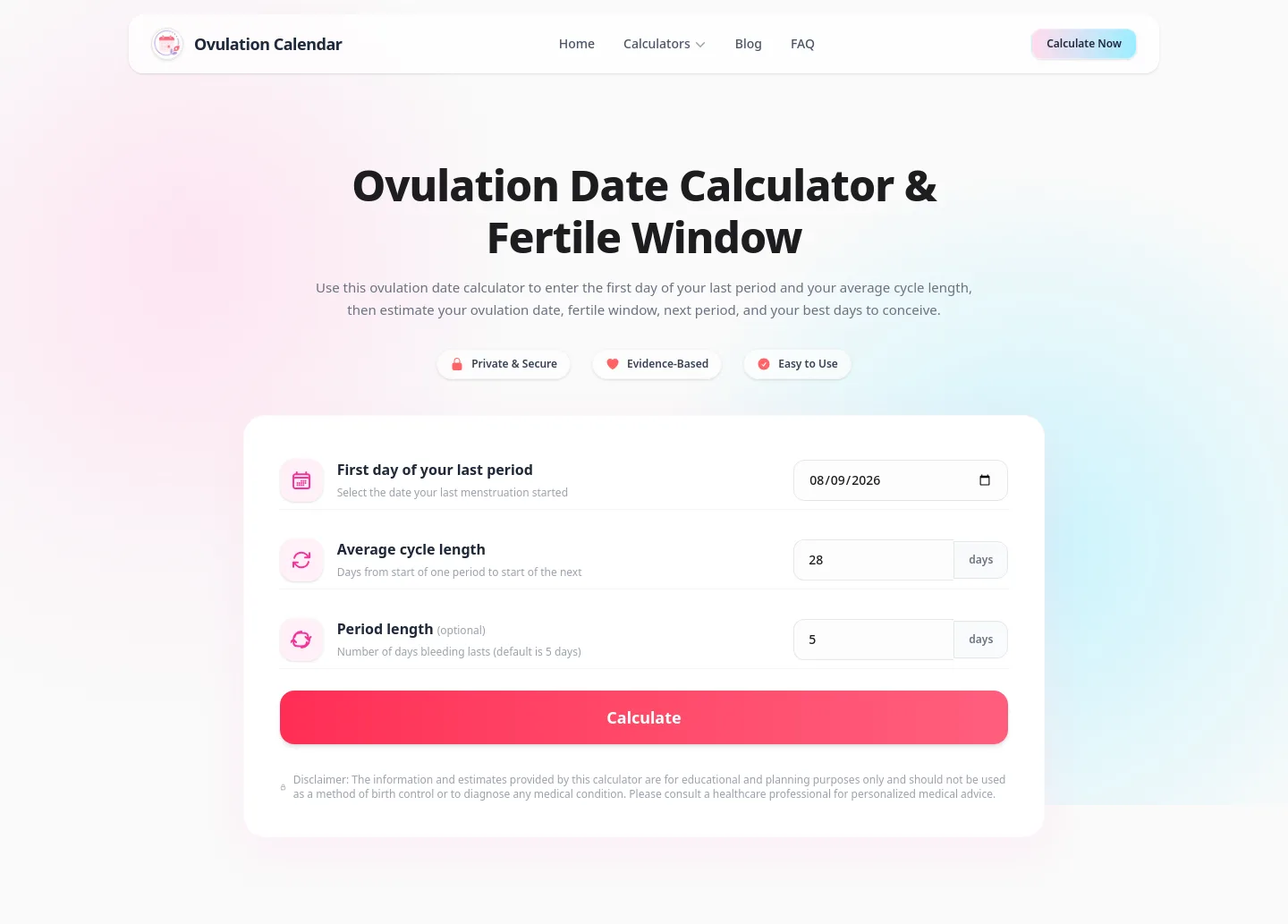 ovulatecalendar.com — a measured funnel