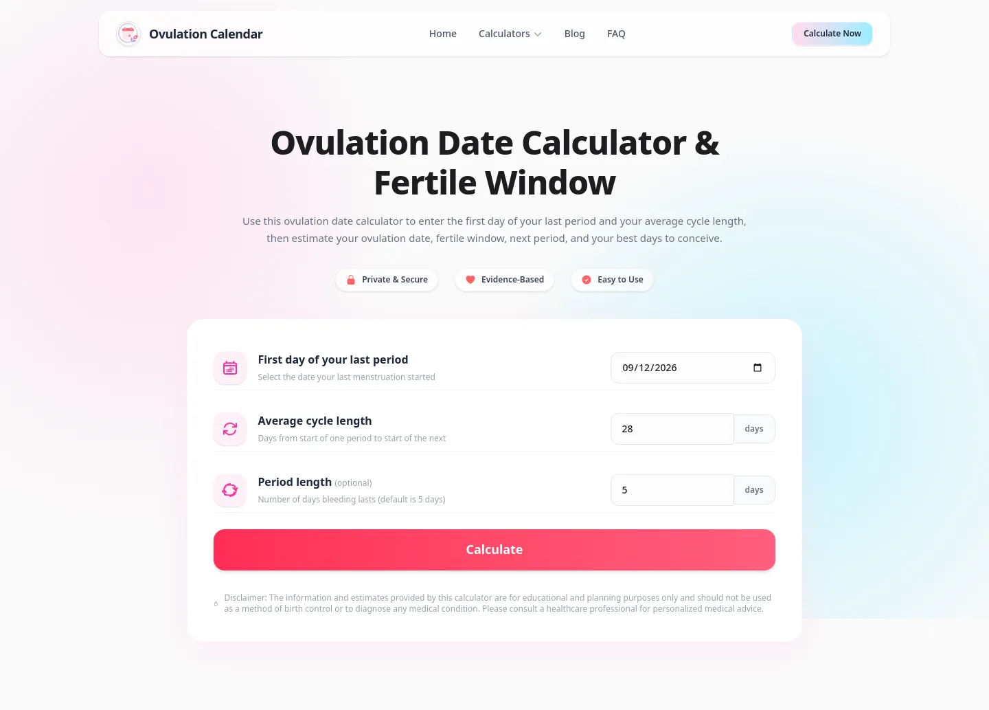 ovulatecalendar.com — a measured funnel
