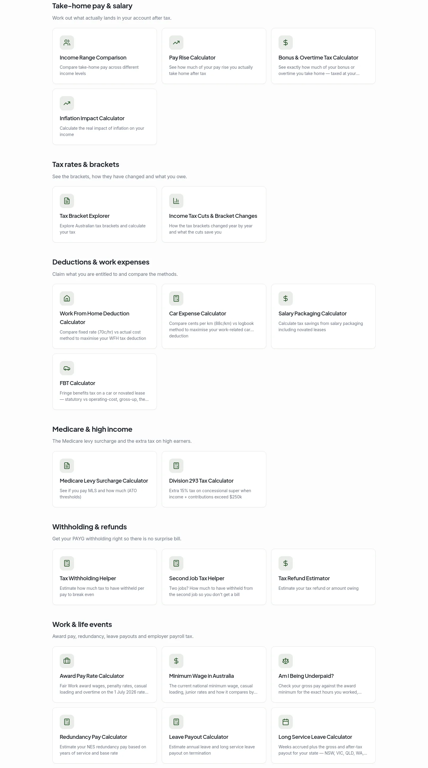ozfinancehub.com.au — a real Features section