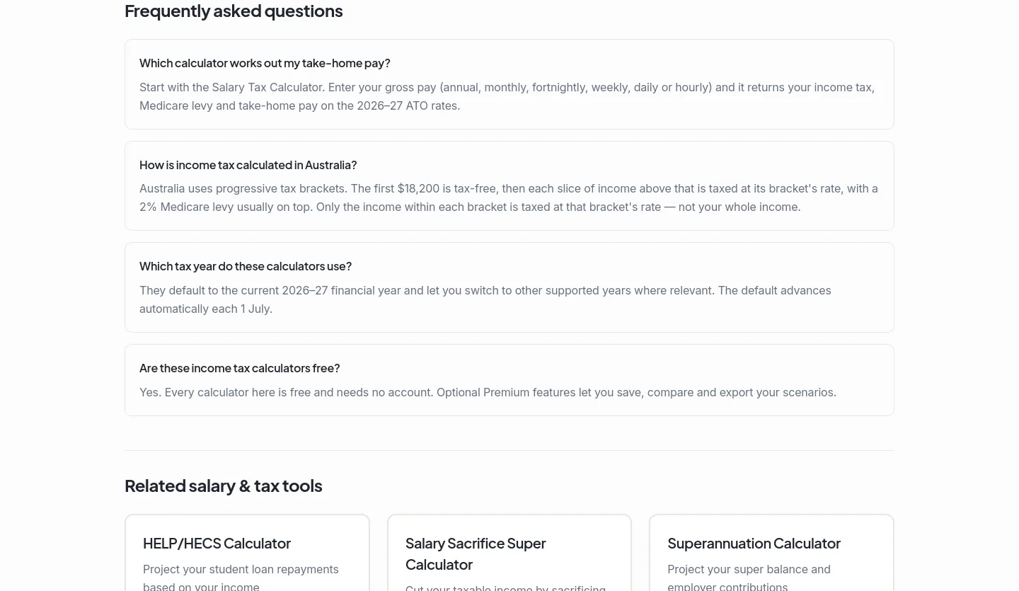 ozfinancehub.com.au — a real FAQ section