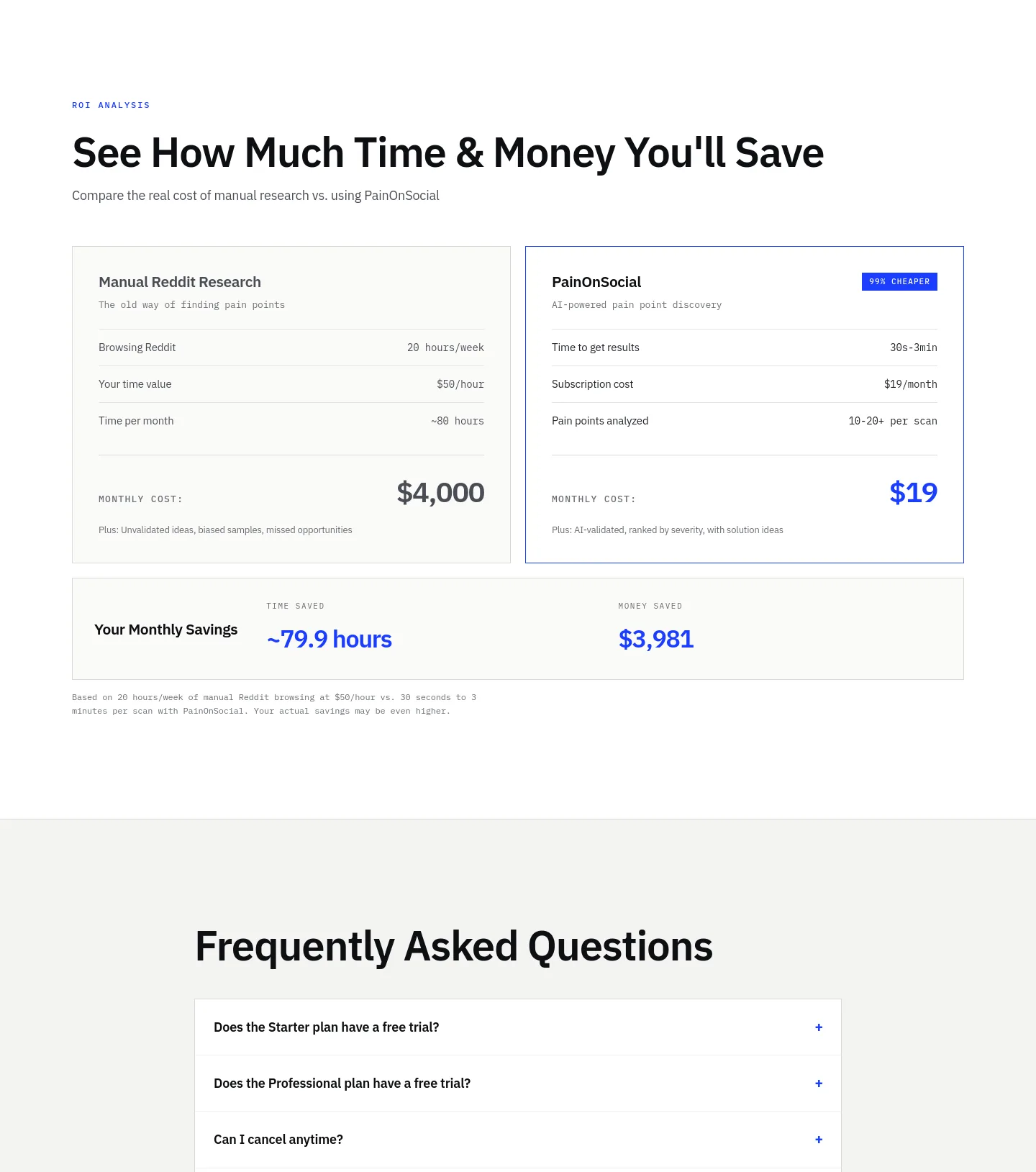 painonsocial.com — a real Pricing section