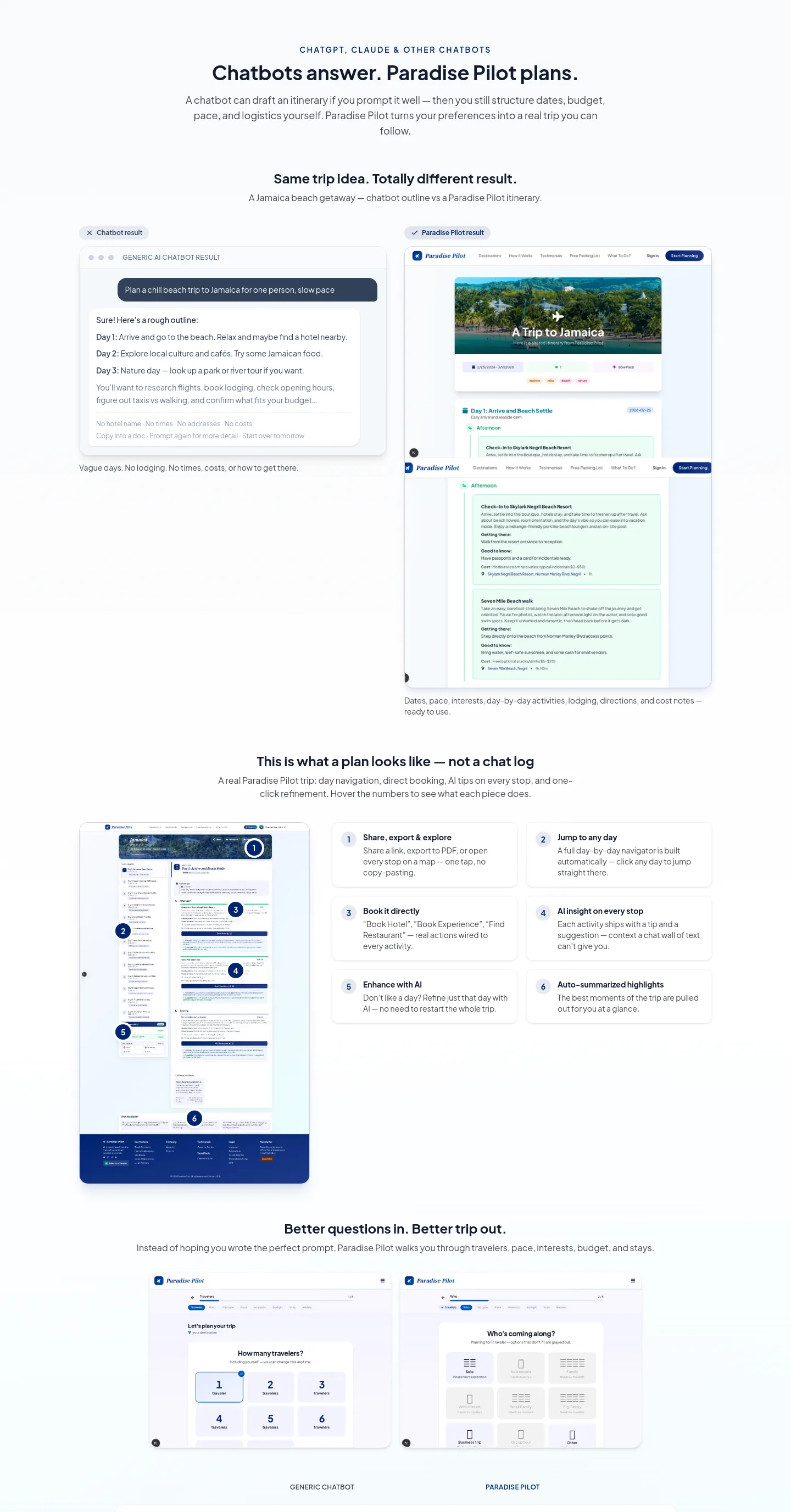 paradisepilot.ai — a real Features section