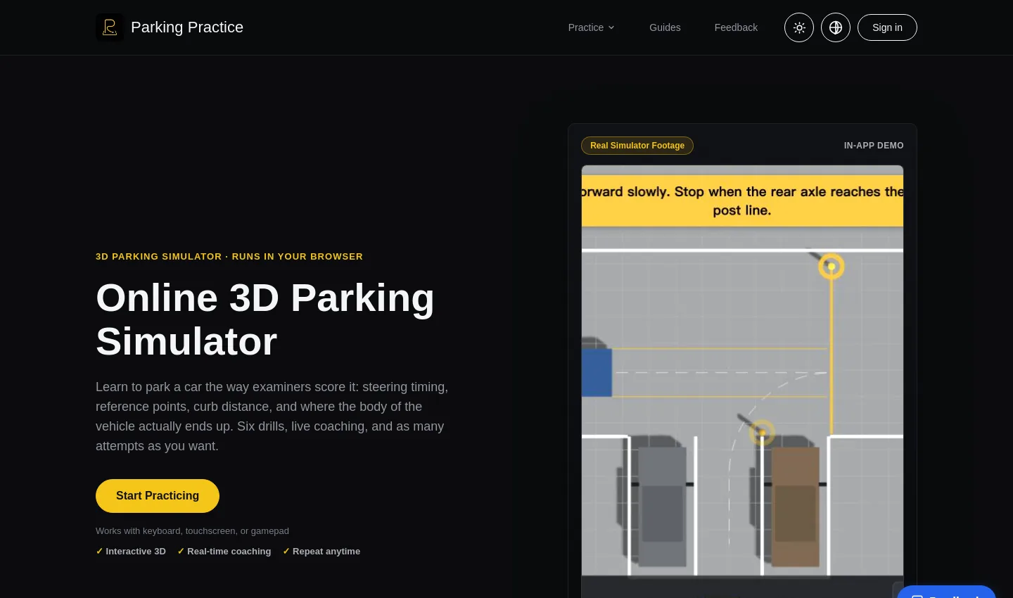 parkingpractice.com — a measured funnel
