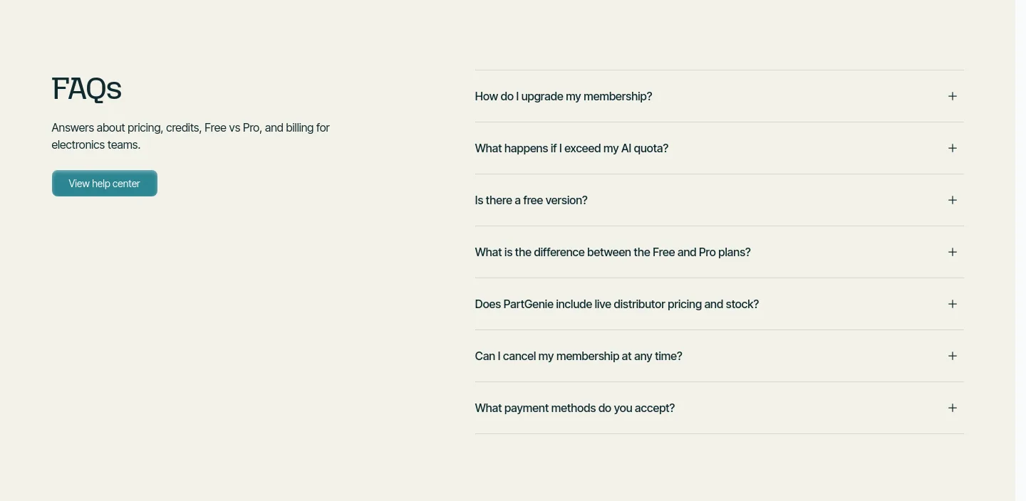 partgenie.ai FAQ section