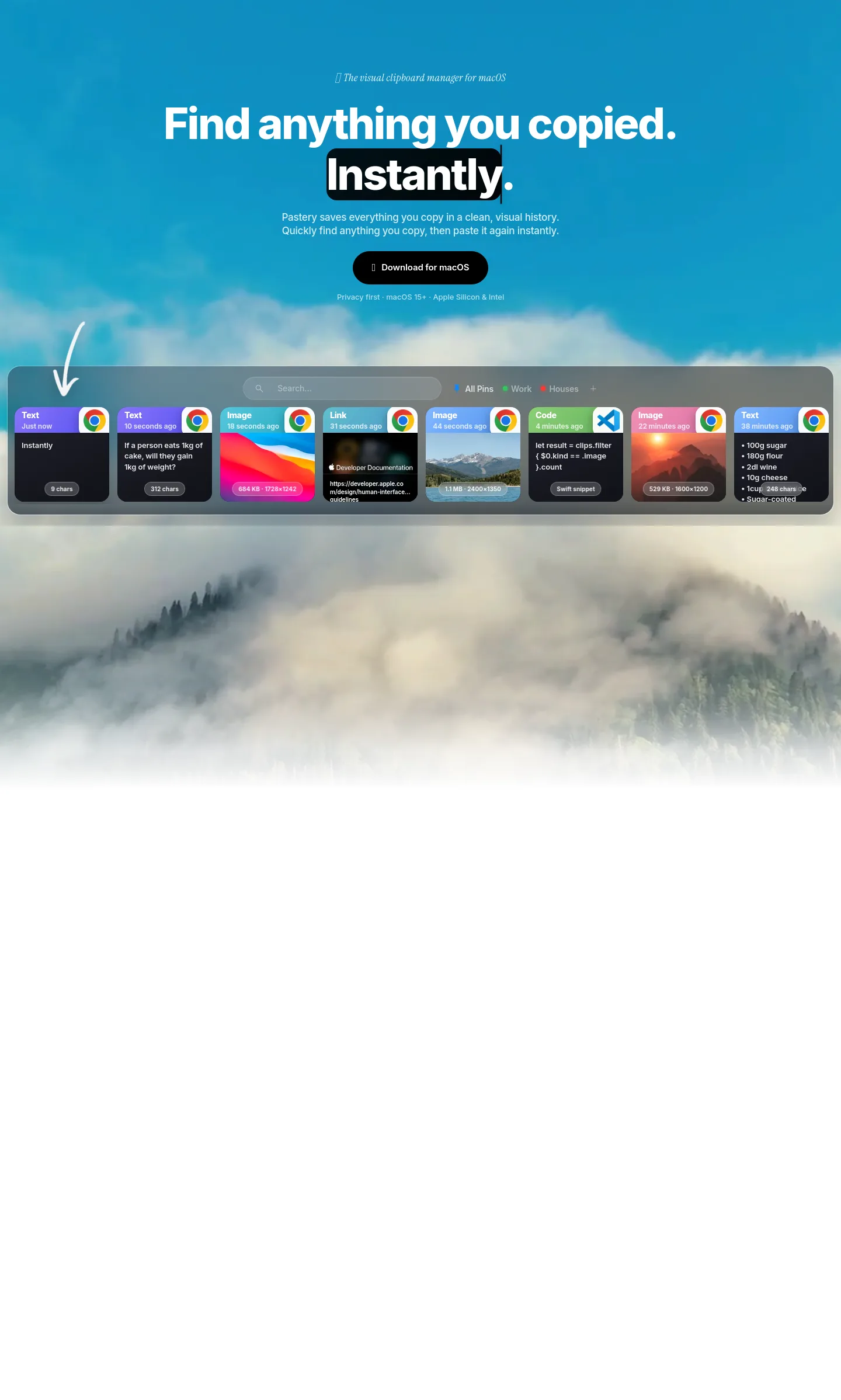 pasteryapp.com — a measured funnel