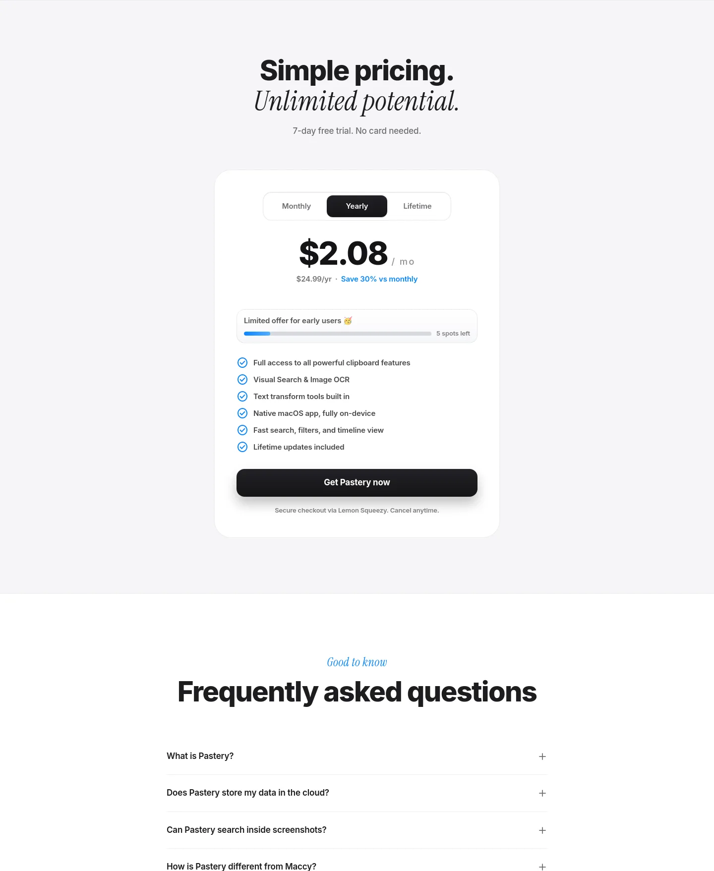 pasteryapp.com — Pricing