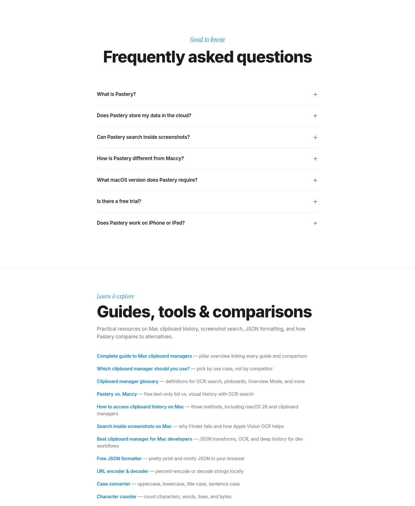 pasteryapp.com — FAQ