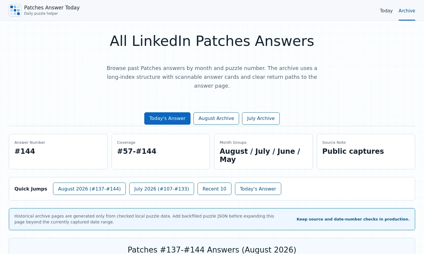 patchesanswertoday.com — a measured funnel