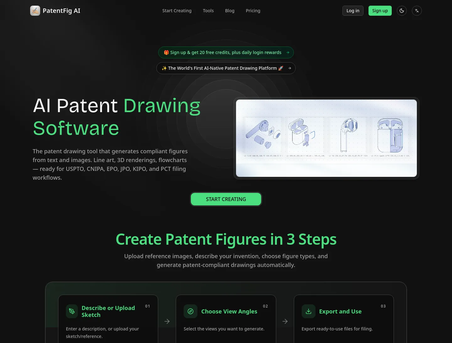 patentfig.ai — a measured funnel