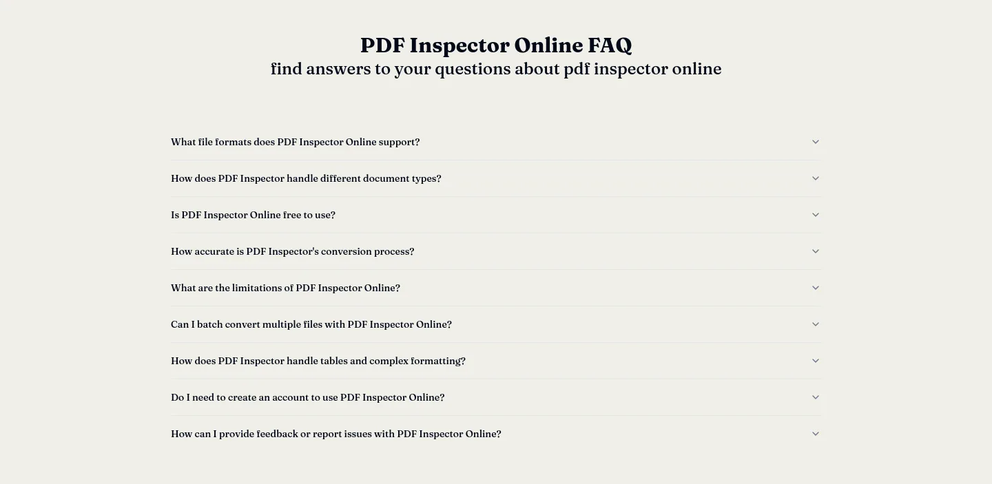 pdfinspector.online FAQ section