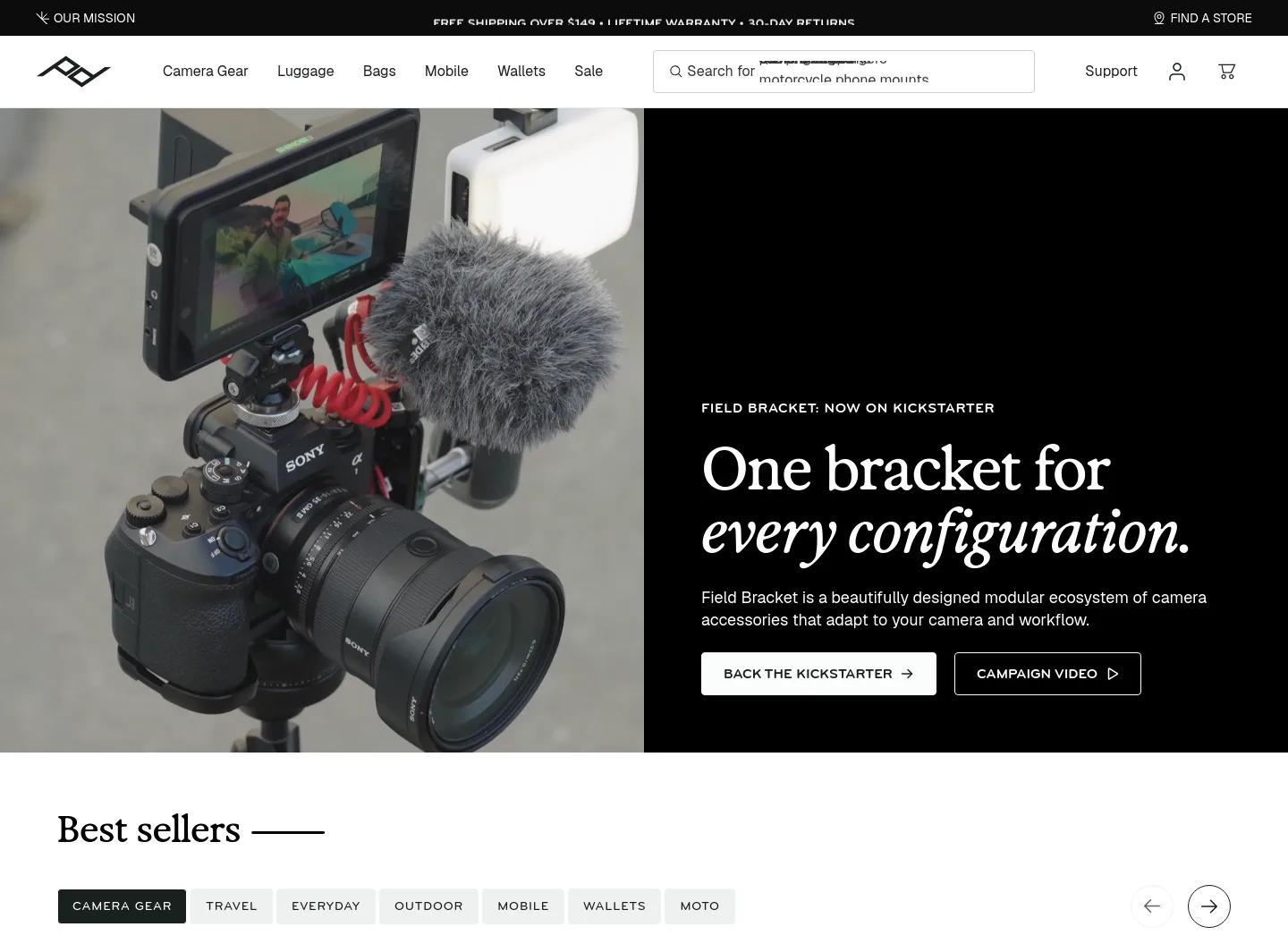 peakdesign.com — a measured funnel