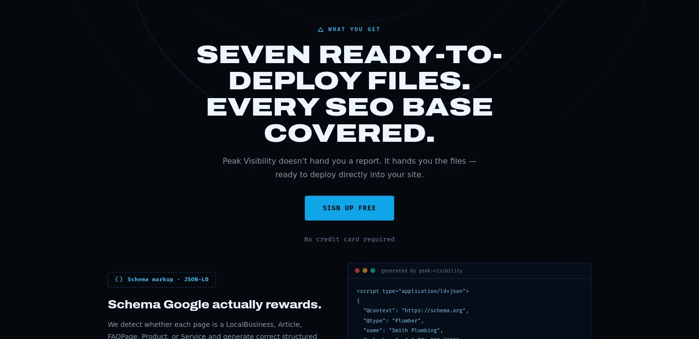 peakvisibility.io Hero section