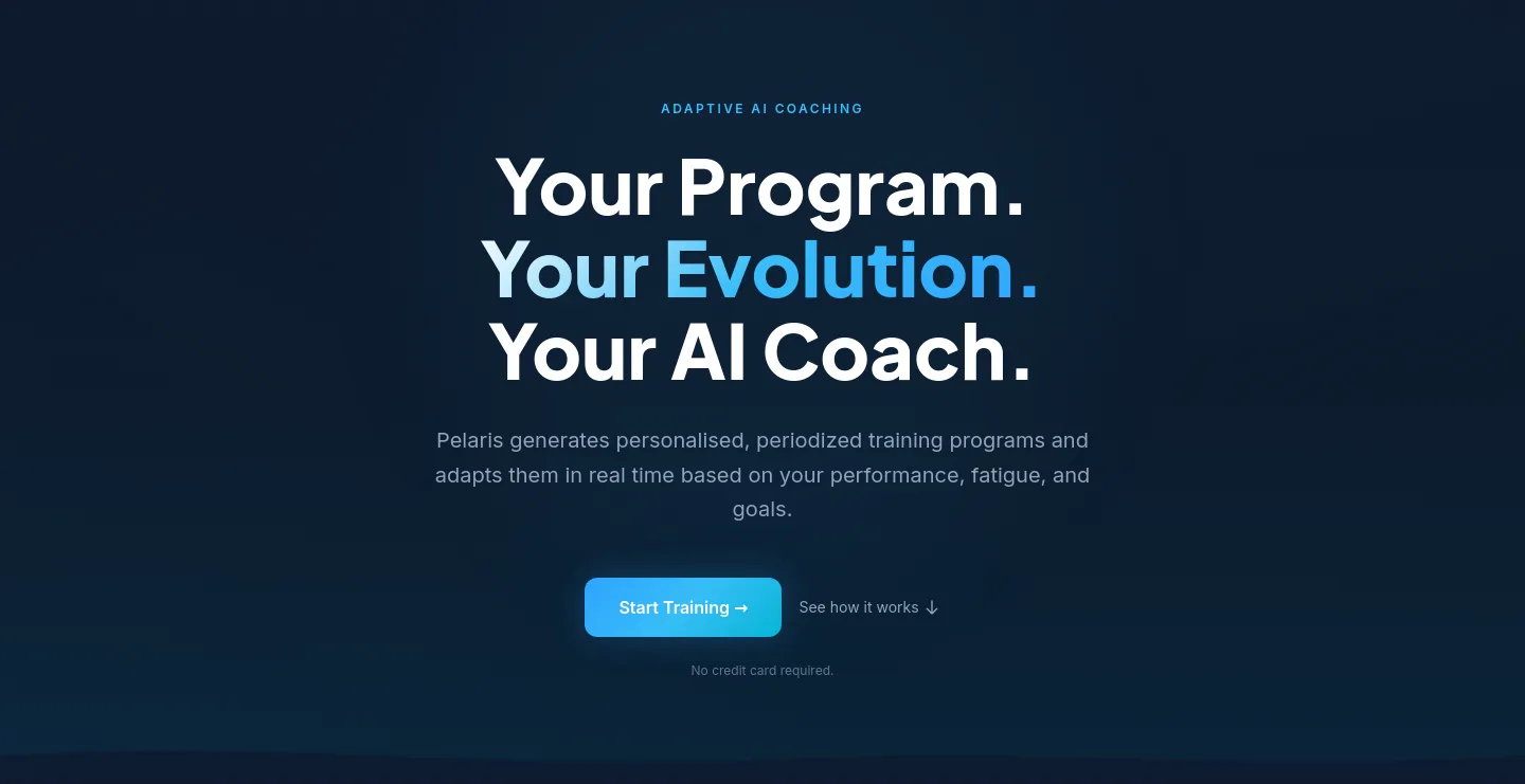 pelaris.io Hero section