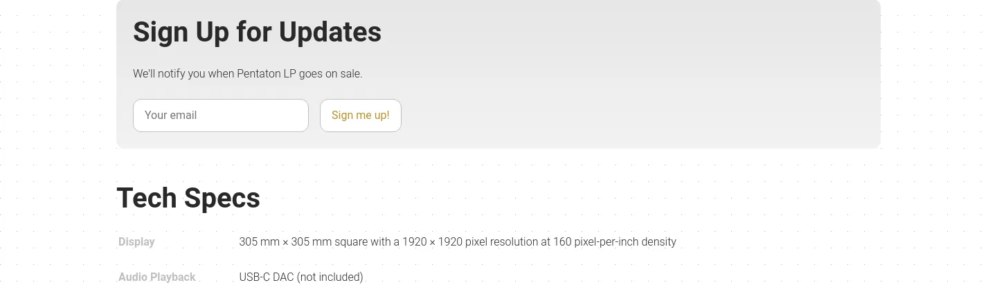 pentaton.app — a real Email Capture section