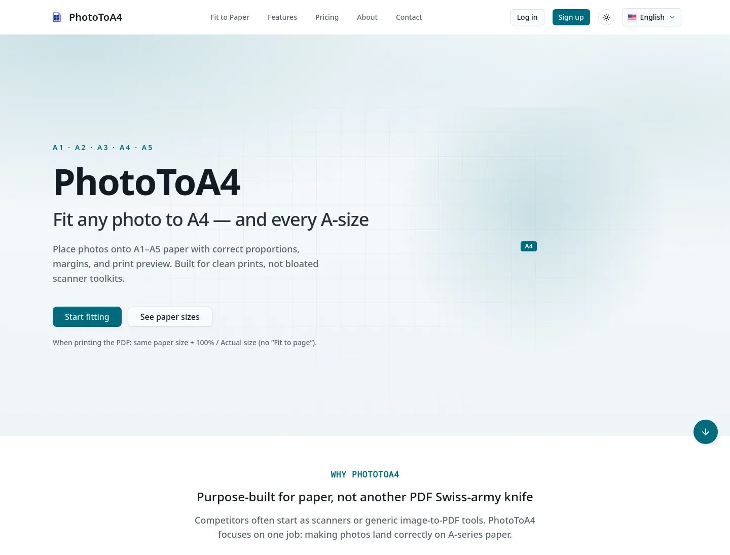 phototoa4.com — The Pricing Page