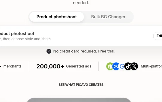 No credit card element from picavo.co