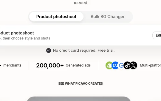No credit card element from picavo.co
