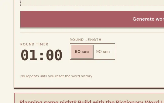 Countdown element from pictionarywordgenerator.io