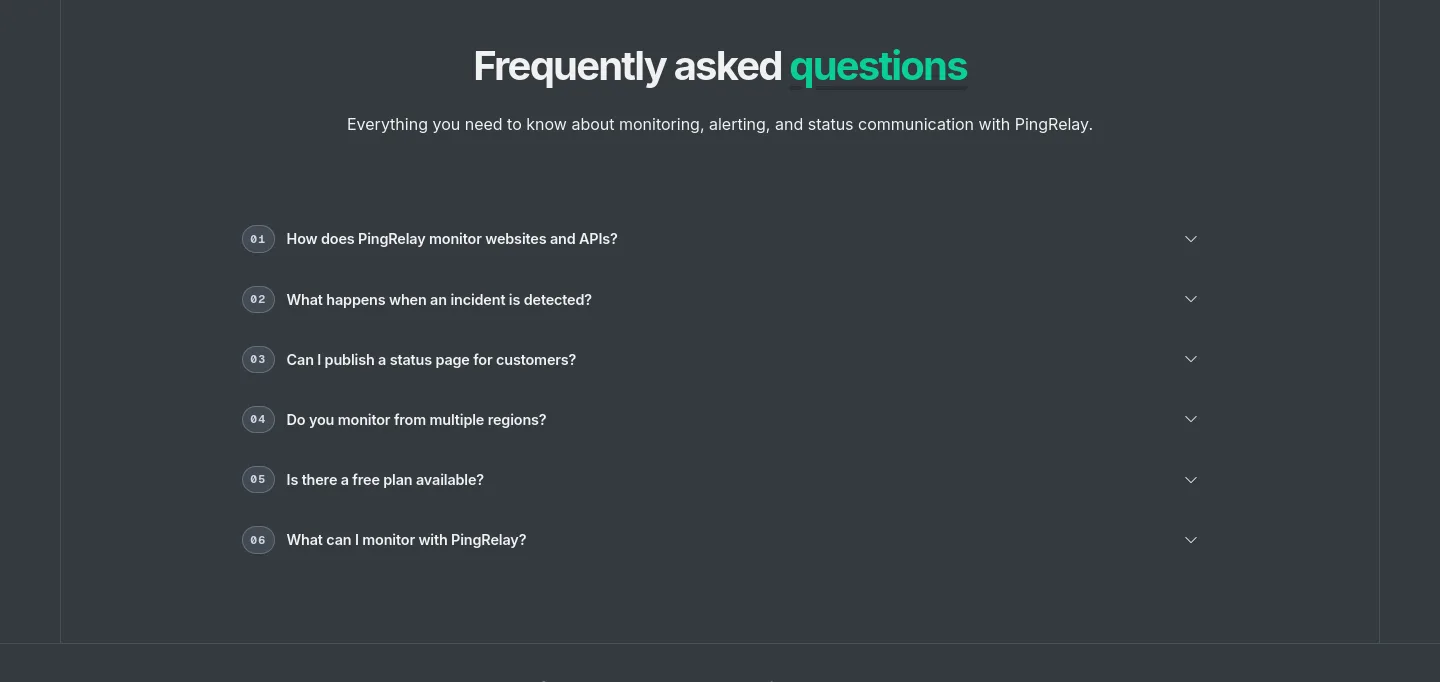 pingrelay.com — FAQ