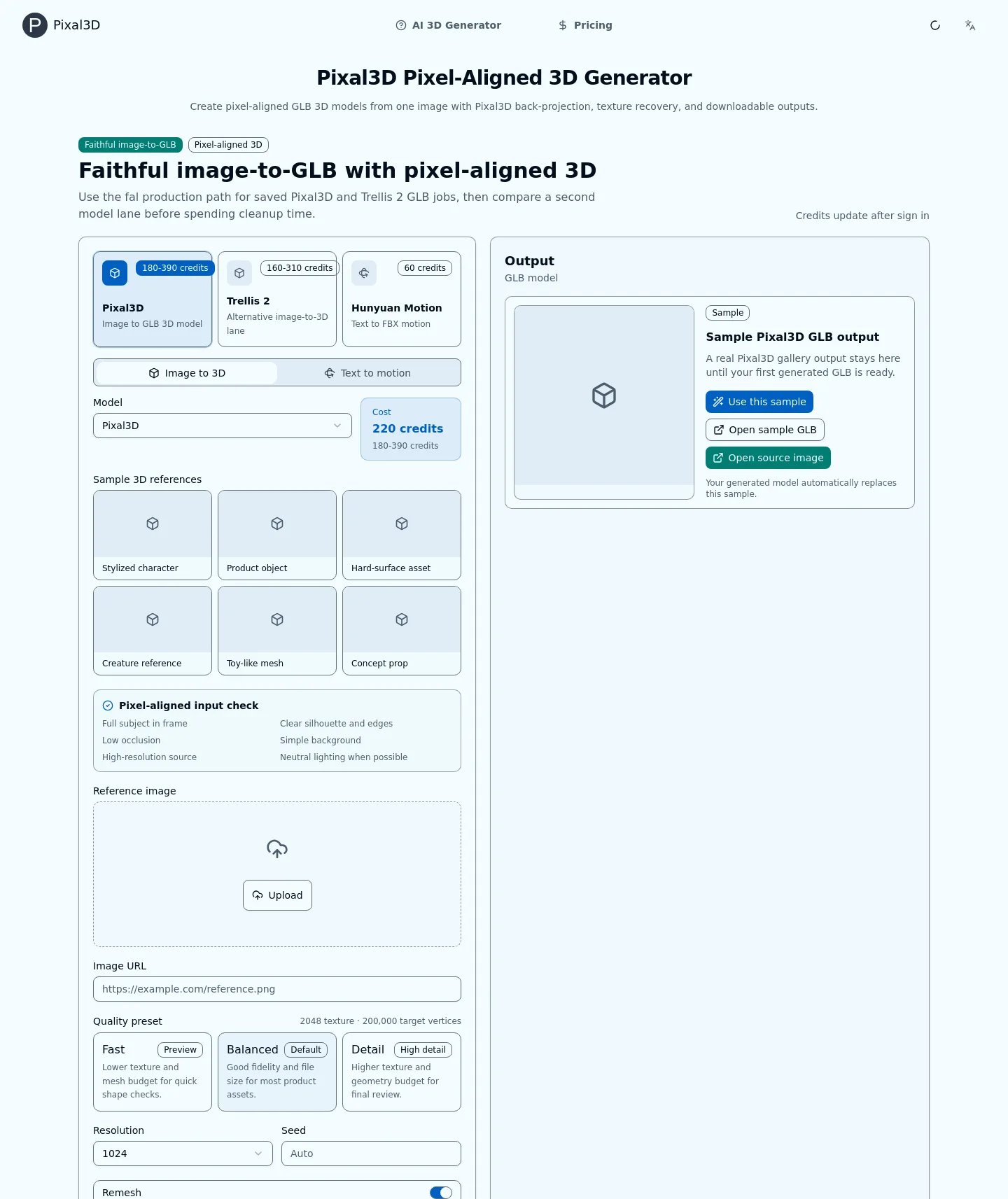 pixal3d.ai — a measured funnel