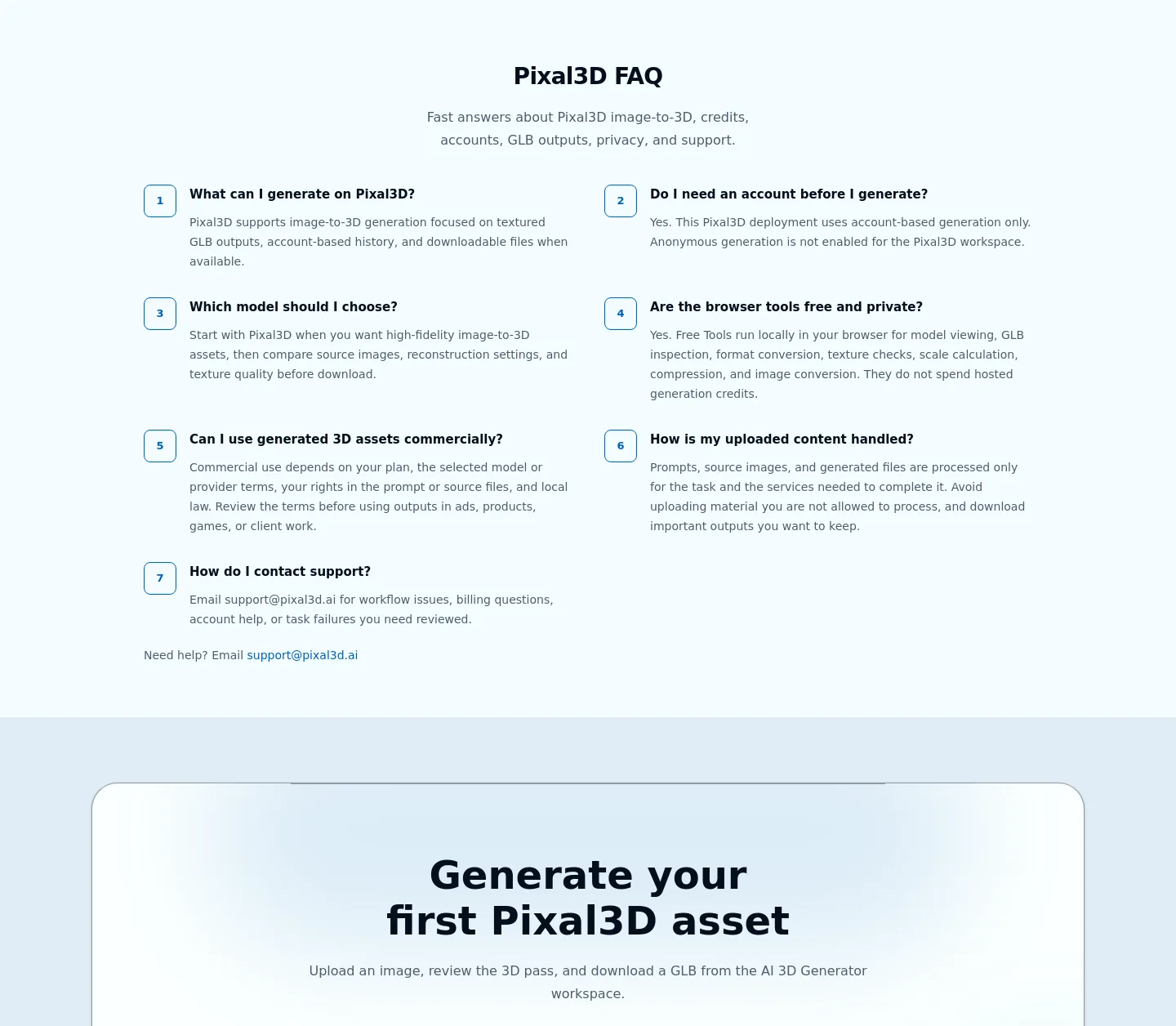 pixal3d.ai — FAQ
