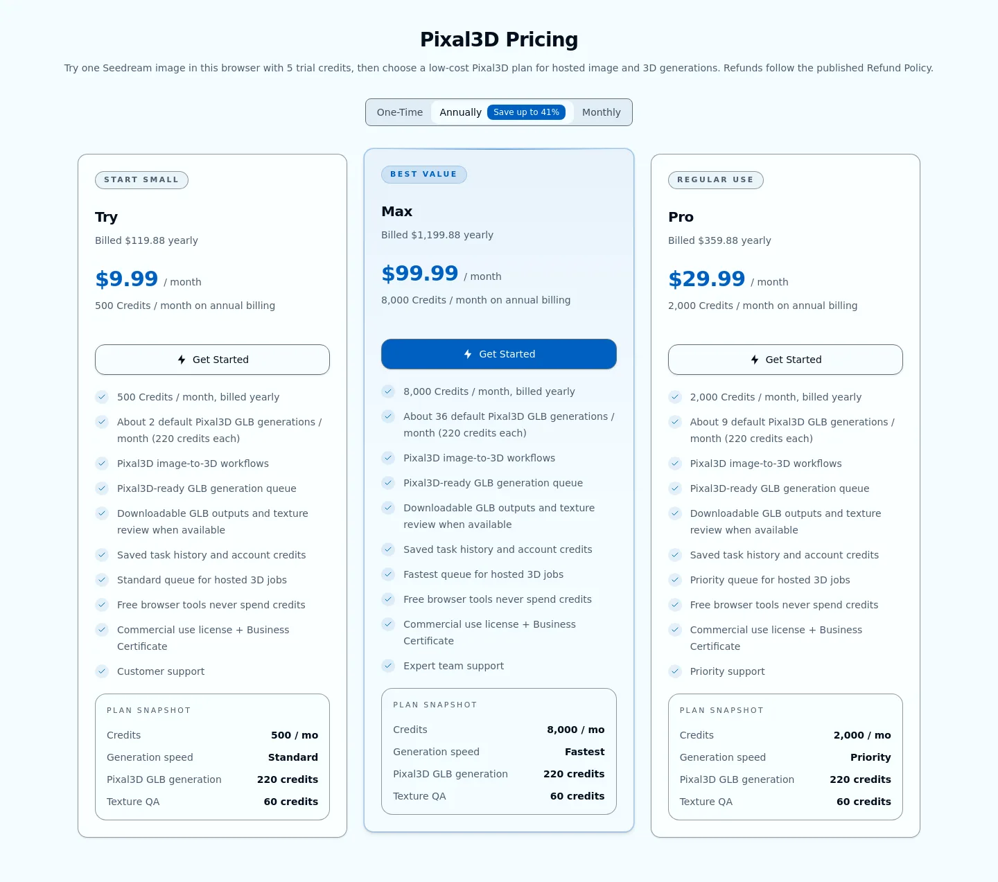 pixal3d.ai Hero section