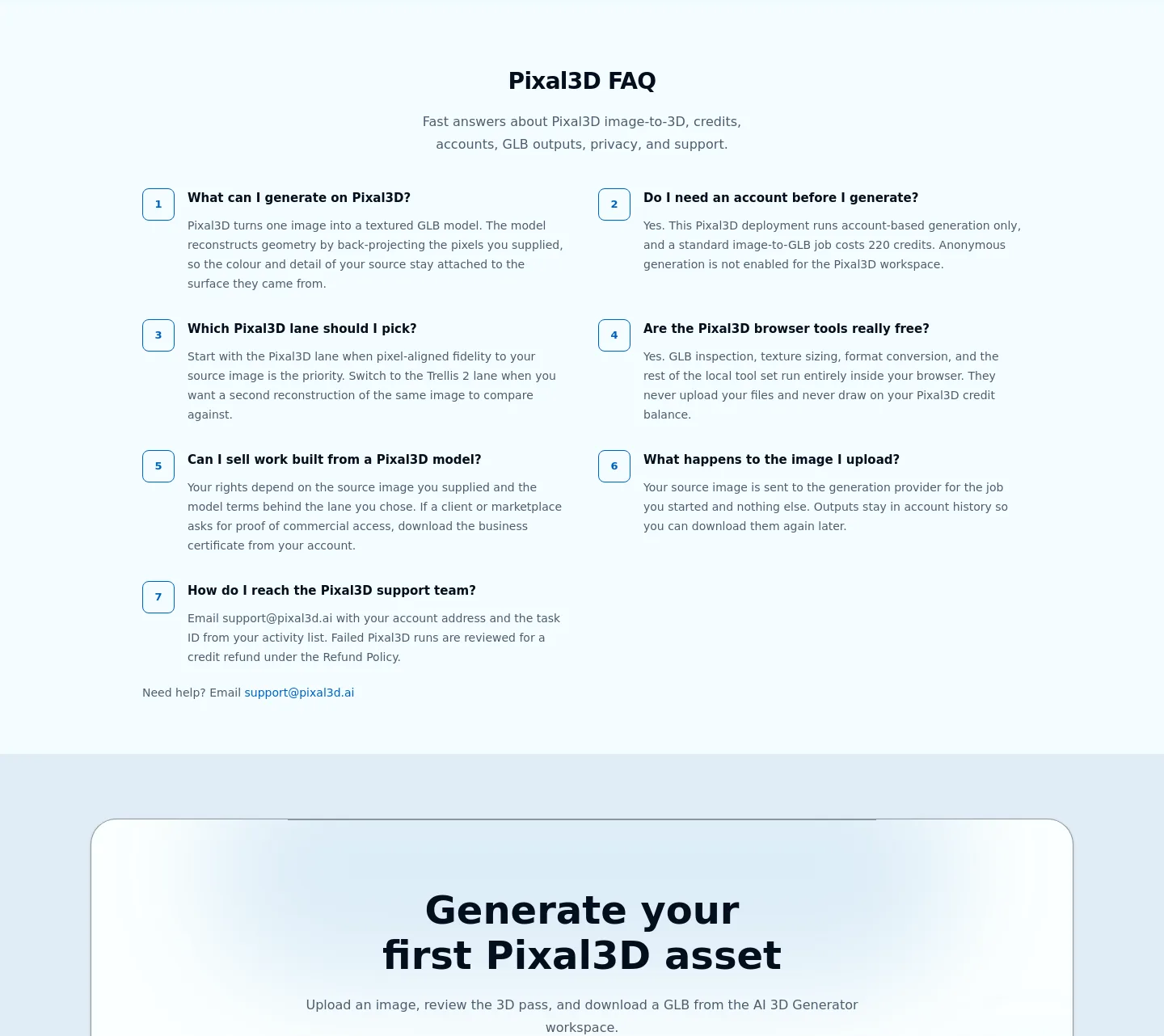 pixal3d.ai — FAQ