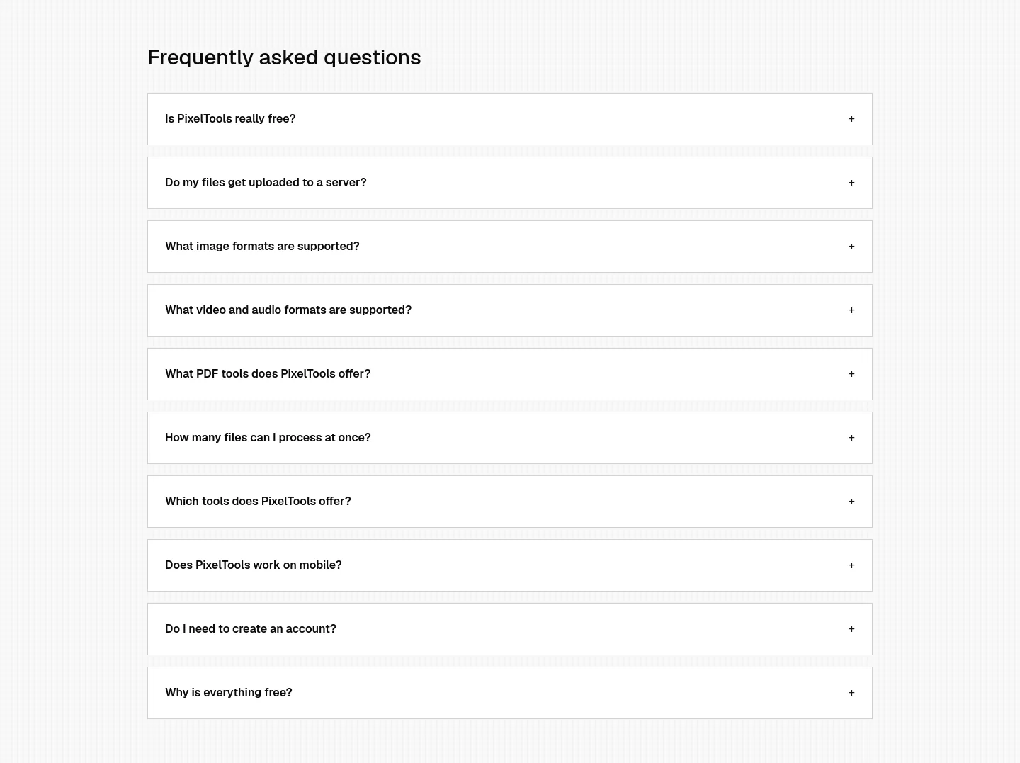 pixeltools.io — FAQ