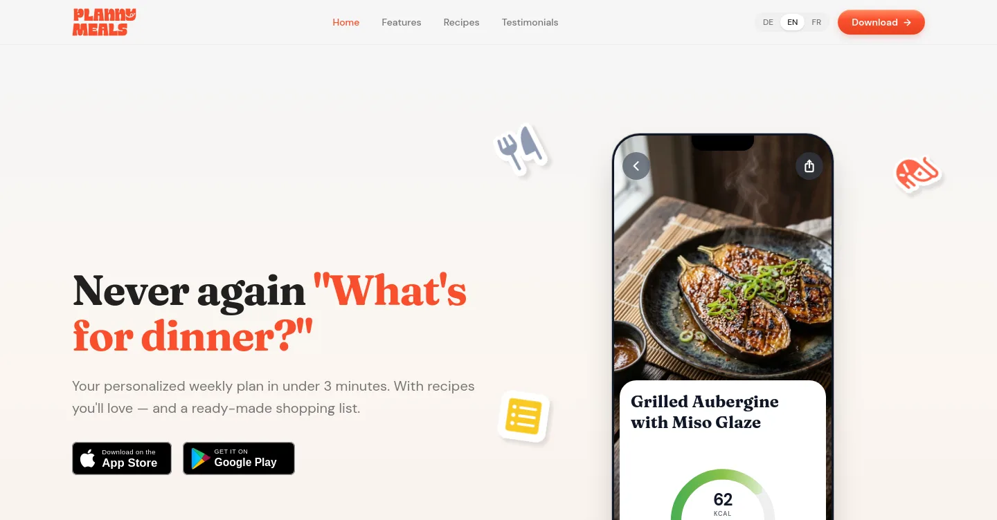 plannymeals.com — a measured funnel