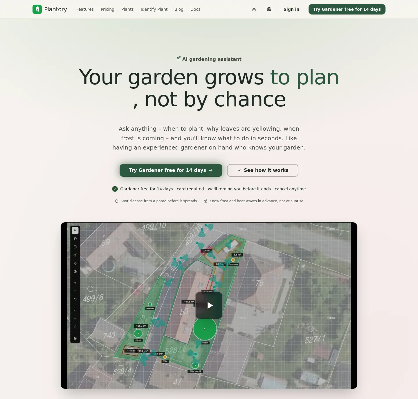 plantory.ai — a measured funnel