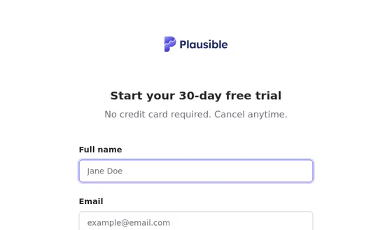 No credit card element from plausible.io