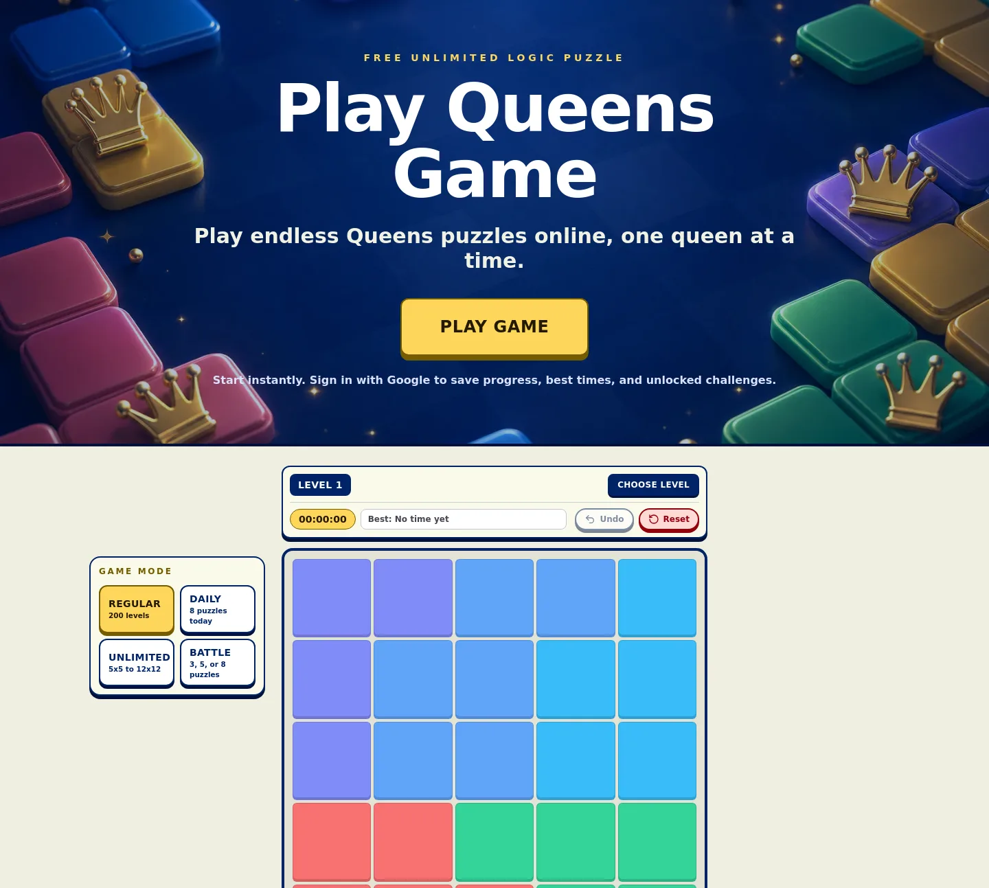 playqueensgame.org — Hero
