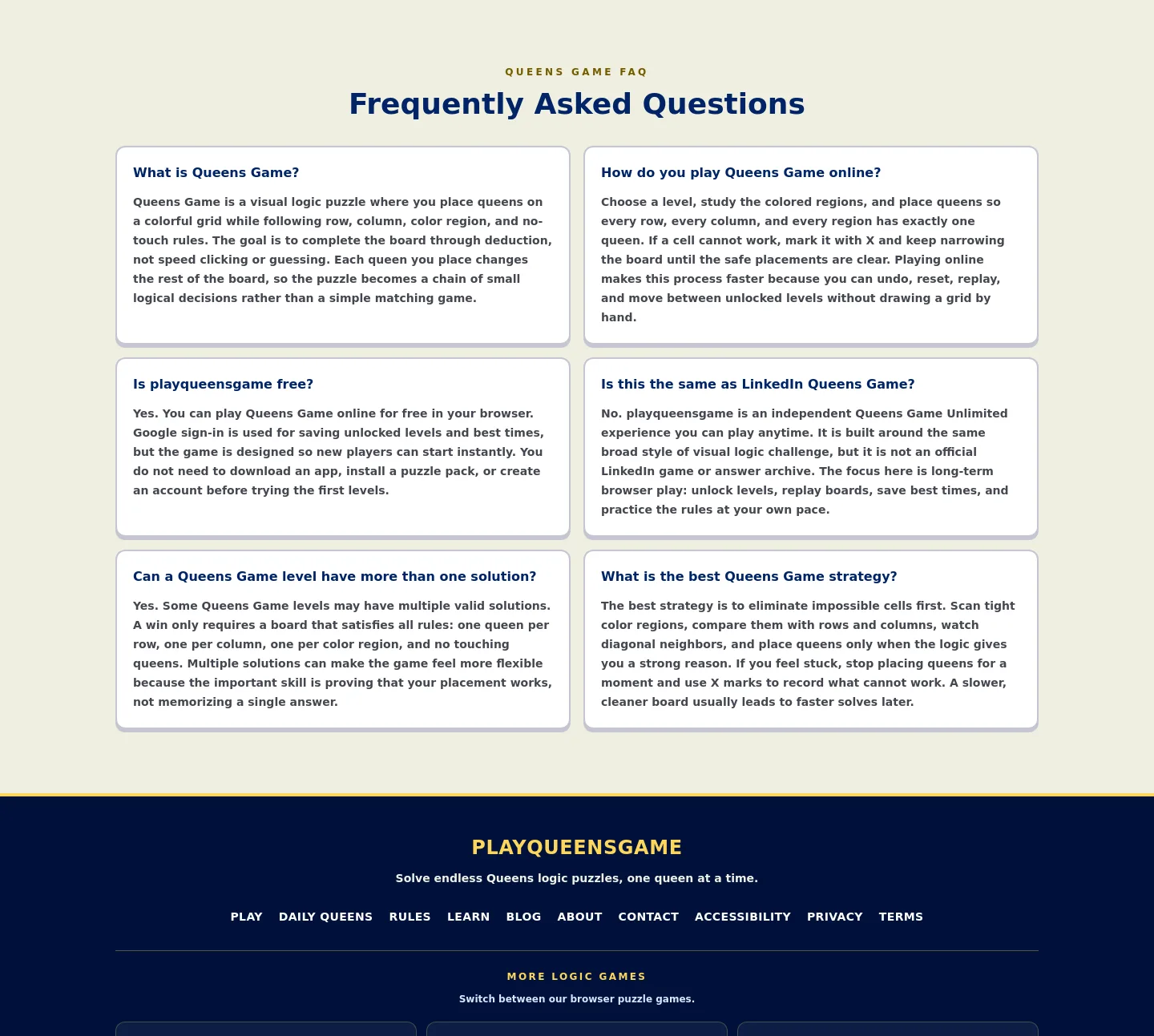 playqueensgame.org — FAQ