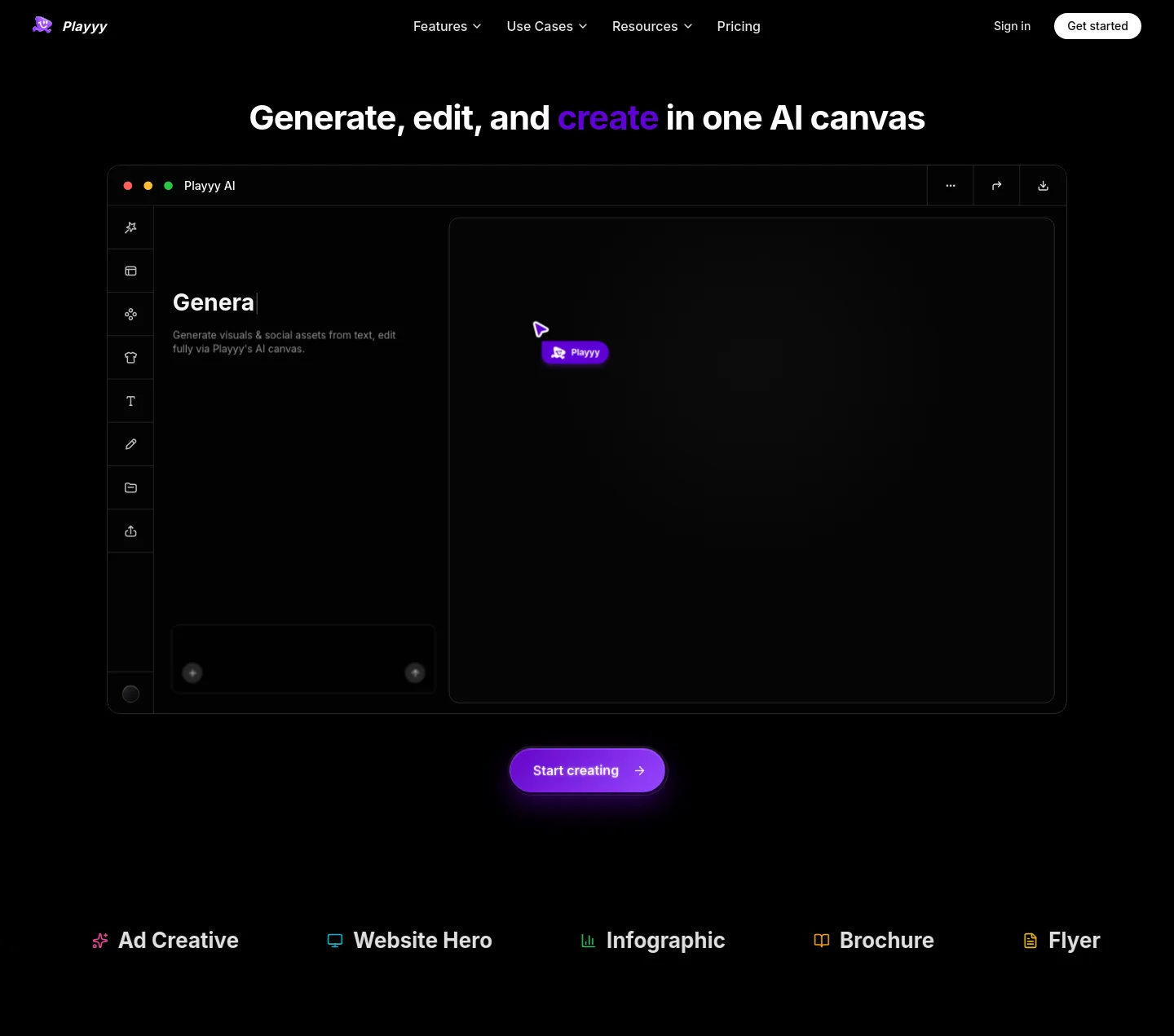 playyy.ai Hero section