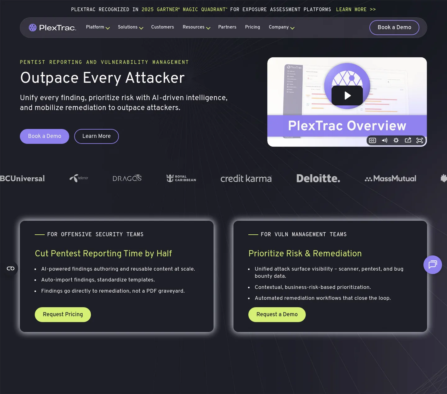 plextrac.com Hero section