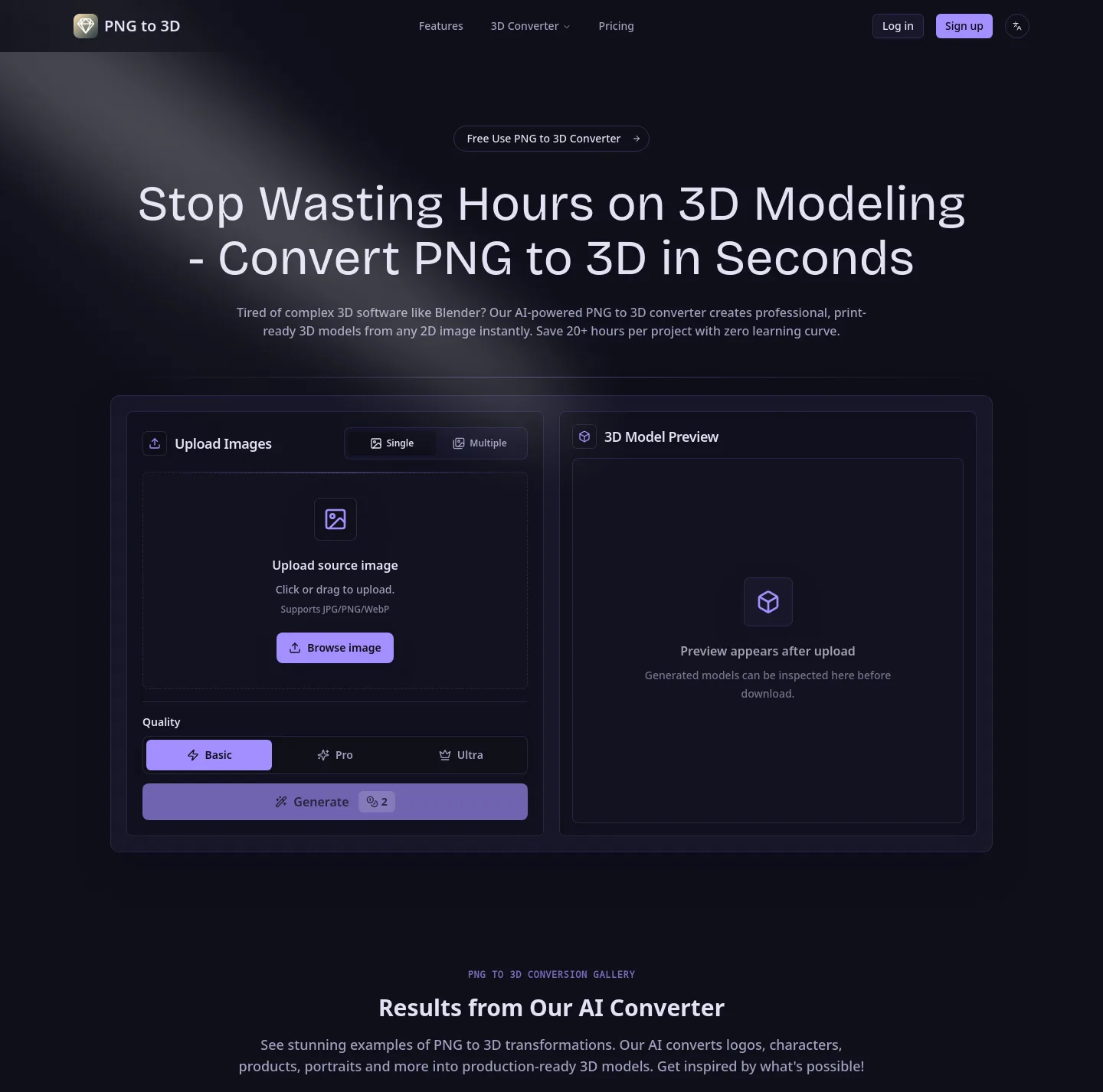 pngto3d.org — a measured funnel