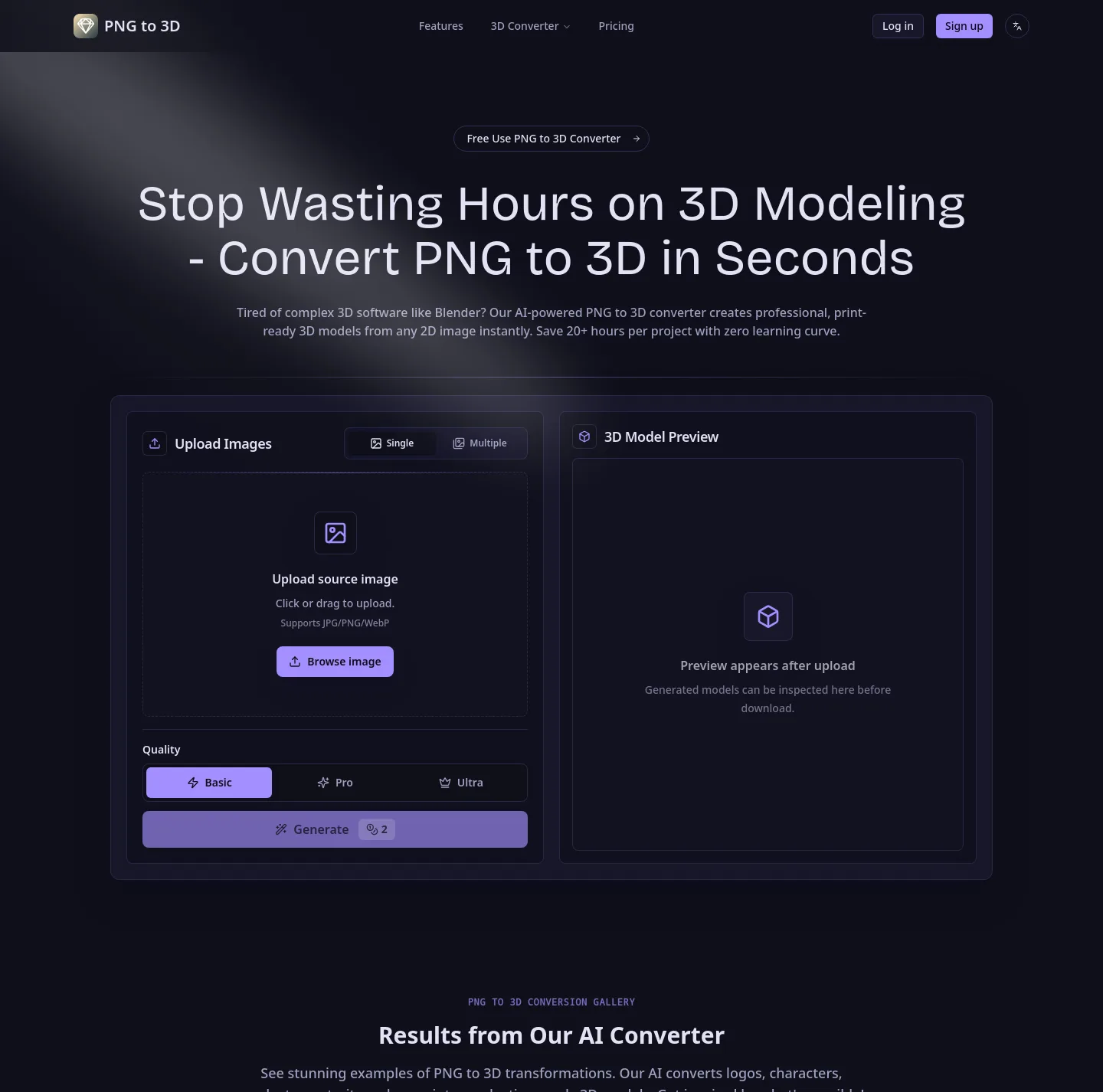 pngto3d.org — a measured funnel