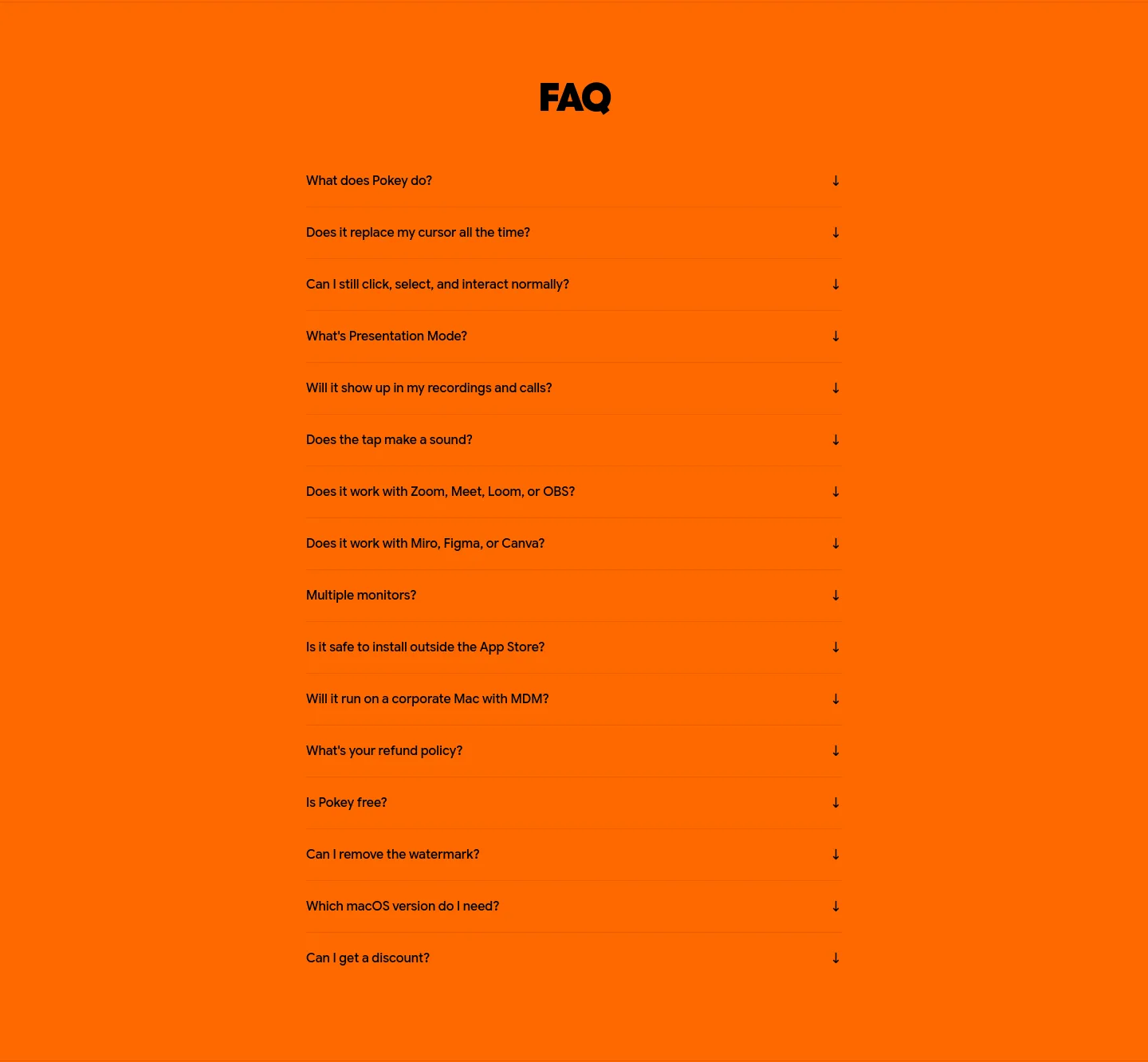 pokeyapp.com — a real FAQ section