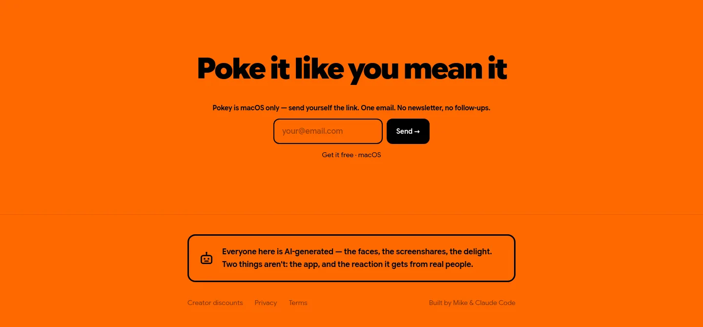 pokeyapp.com — a real Email Capture section