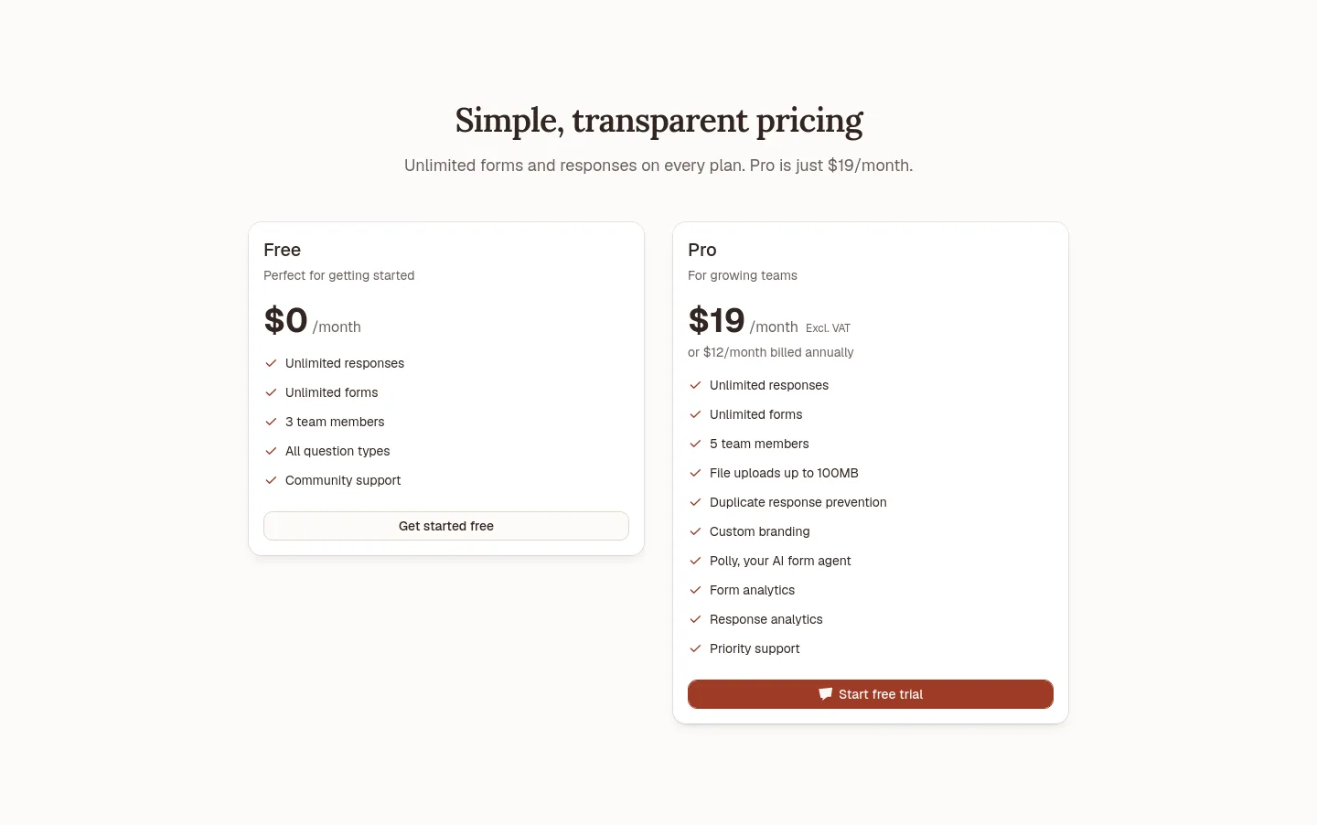 polyform.to Pricing section