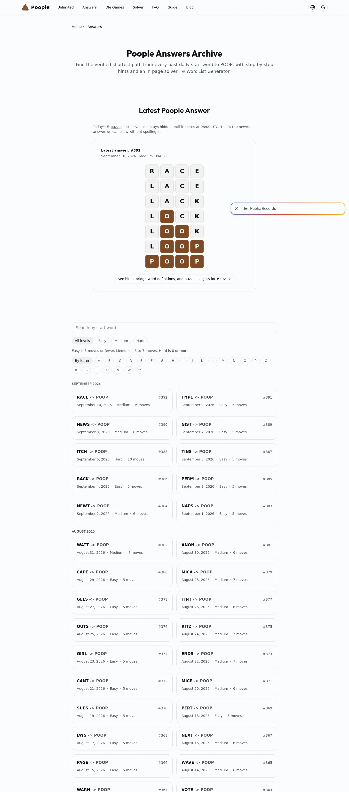 pooplegame.com — a measured funnel