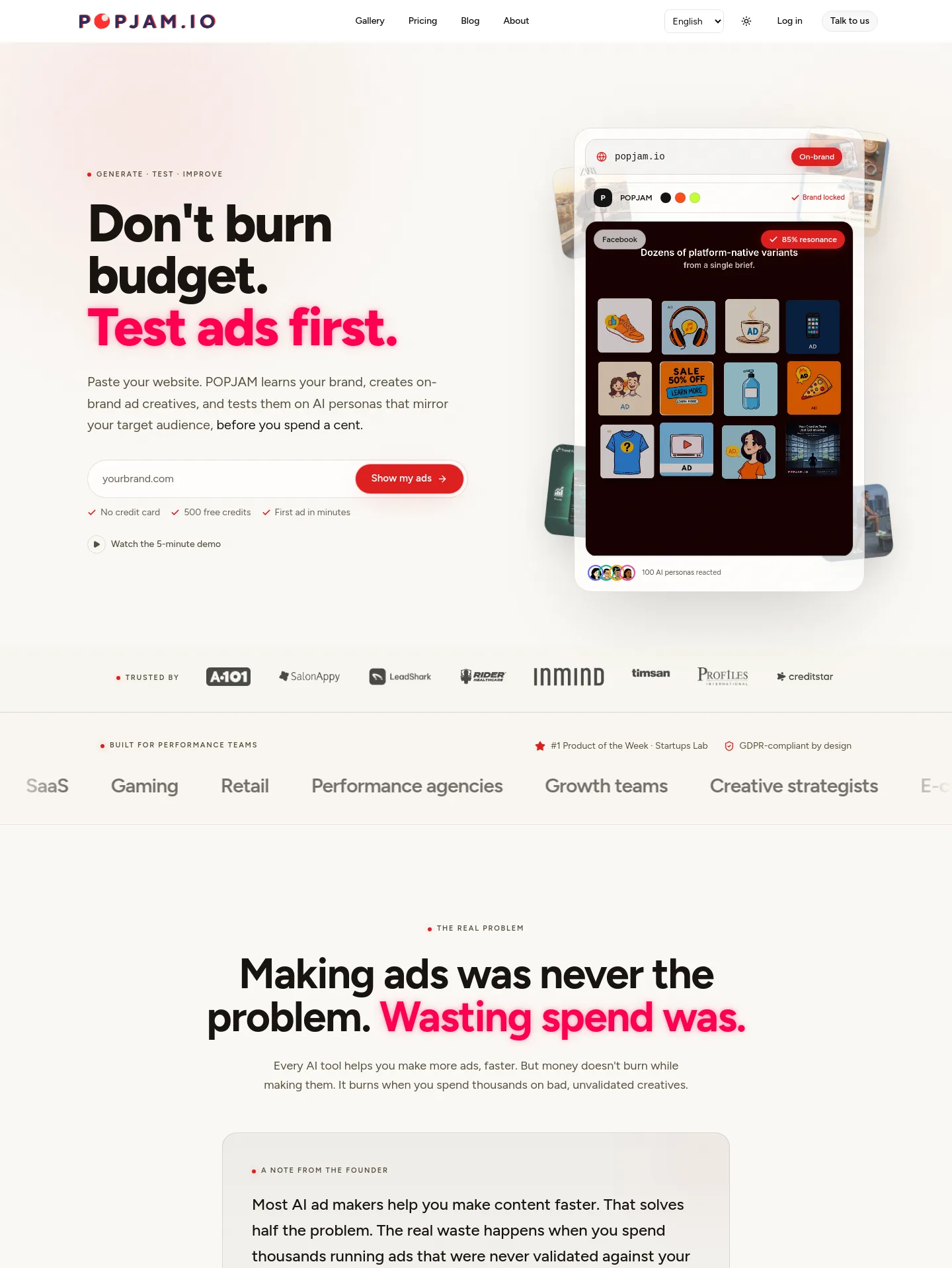 popjam.io — a measured funnel