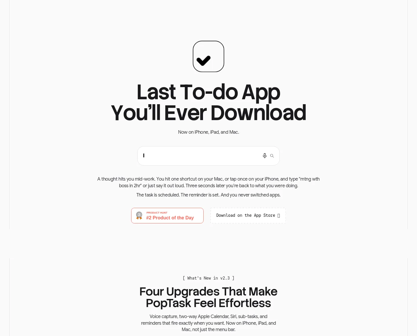 poptask.bar — a measured funnel