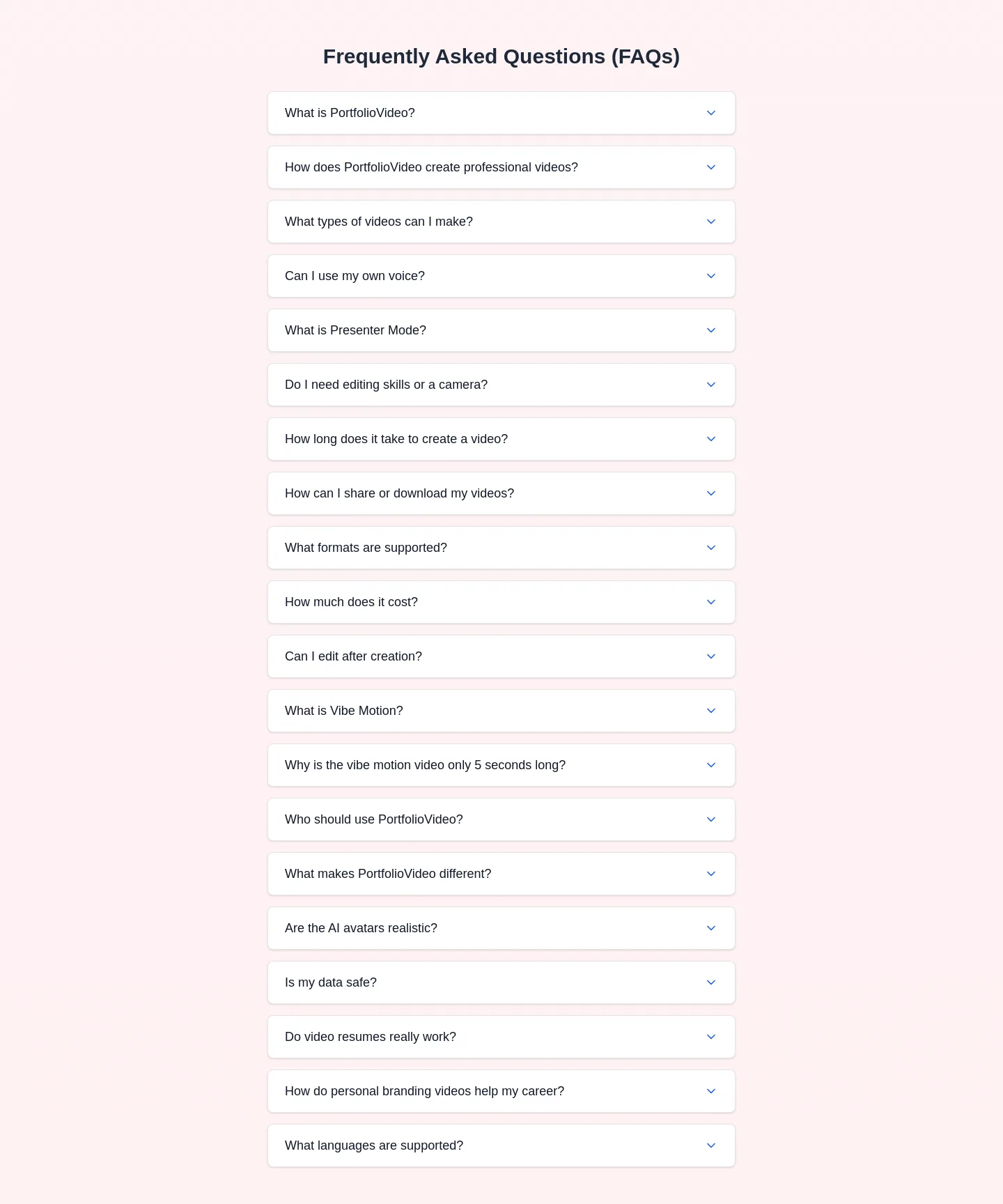 portfoliovideo.com — FAQ