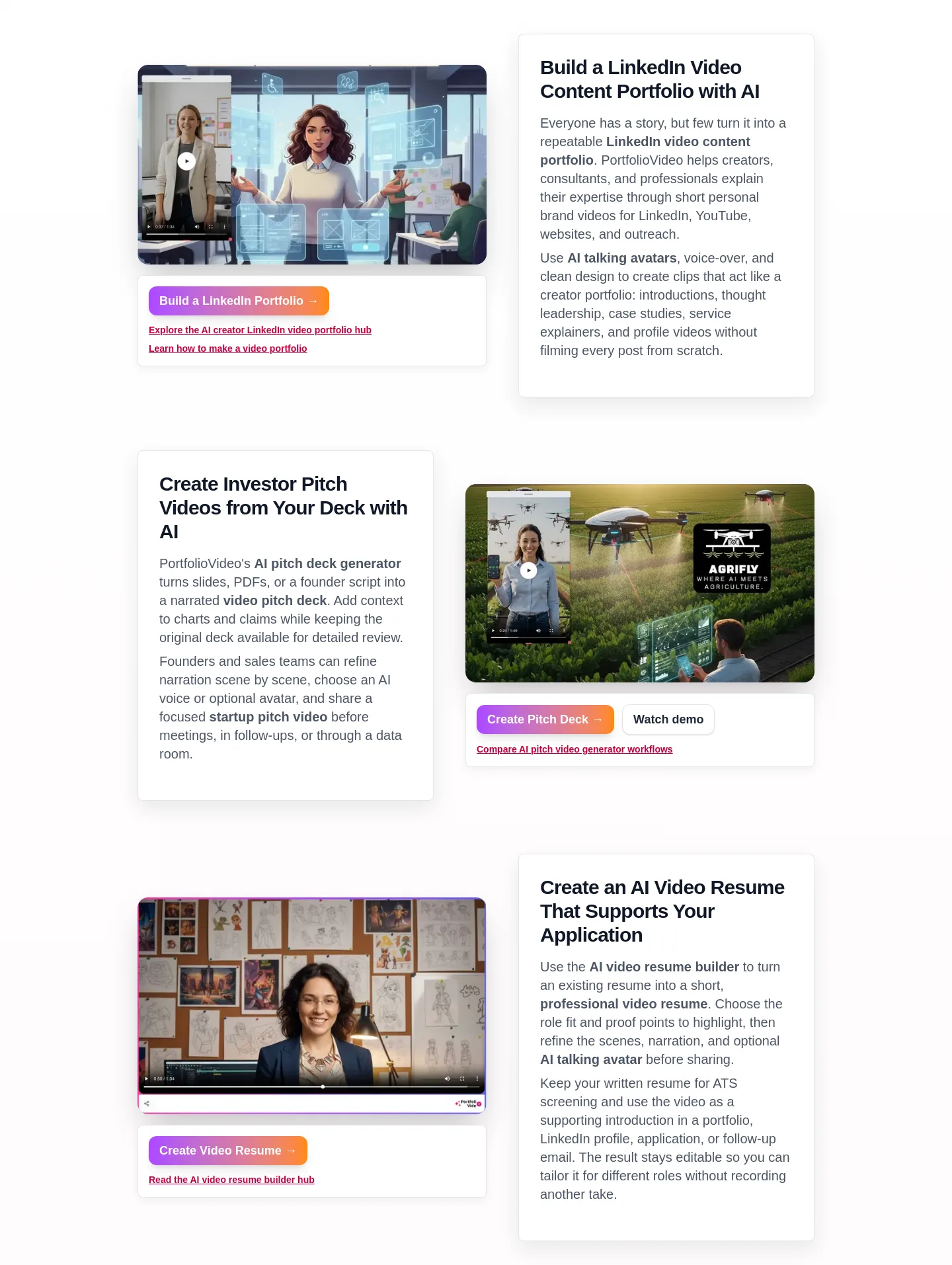 portfoliovideo.com — Features